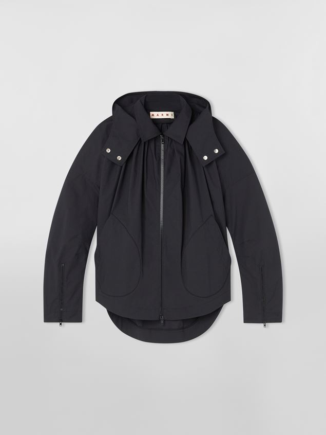 TECHNICAL COTTON JACKET WITH KIMONO SLEEVES AND HOOD - 1