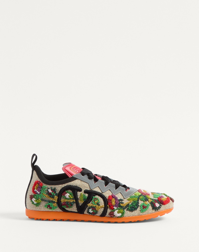 CHROMATHON CANVAS SNEAKER WITH FLORAL EMBROIDERY 1