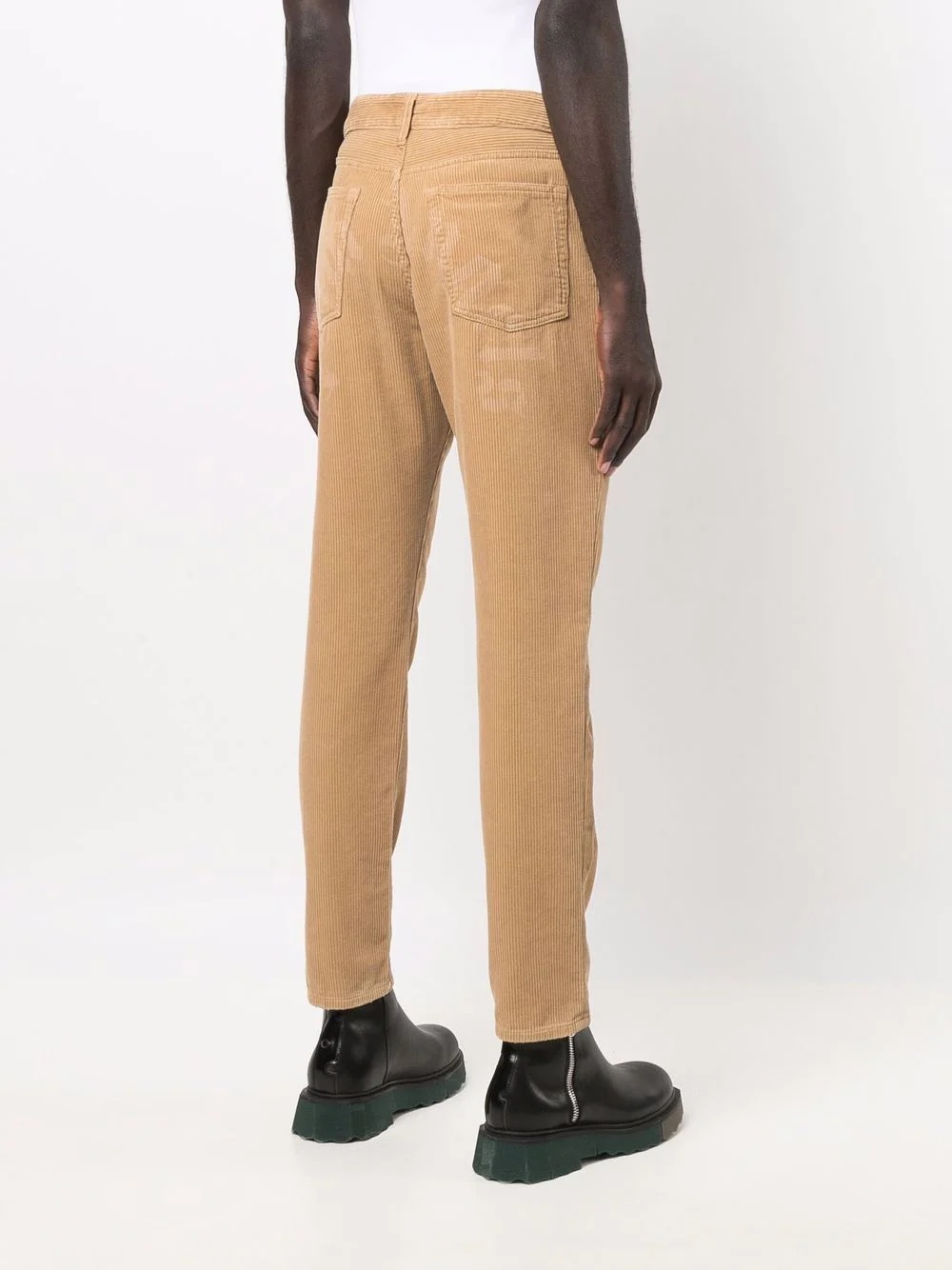 slim leg corduroy logo trousers - 4