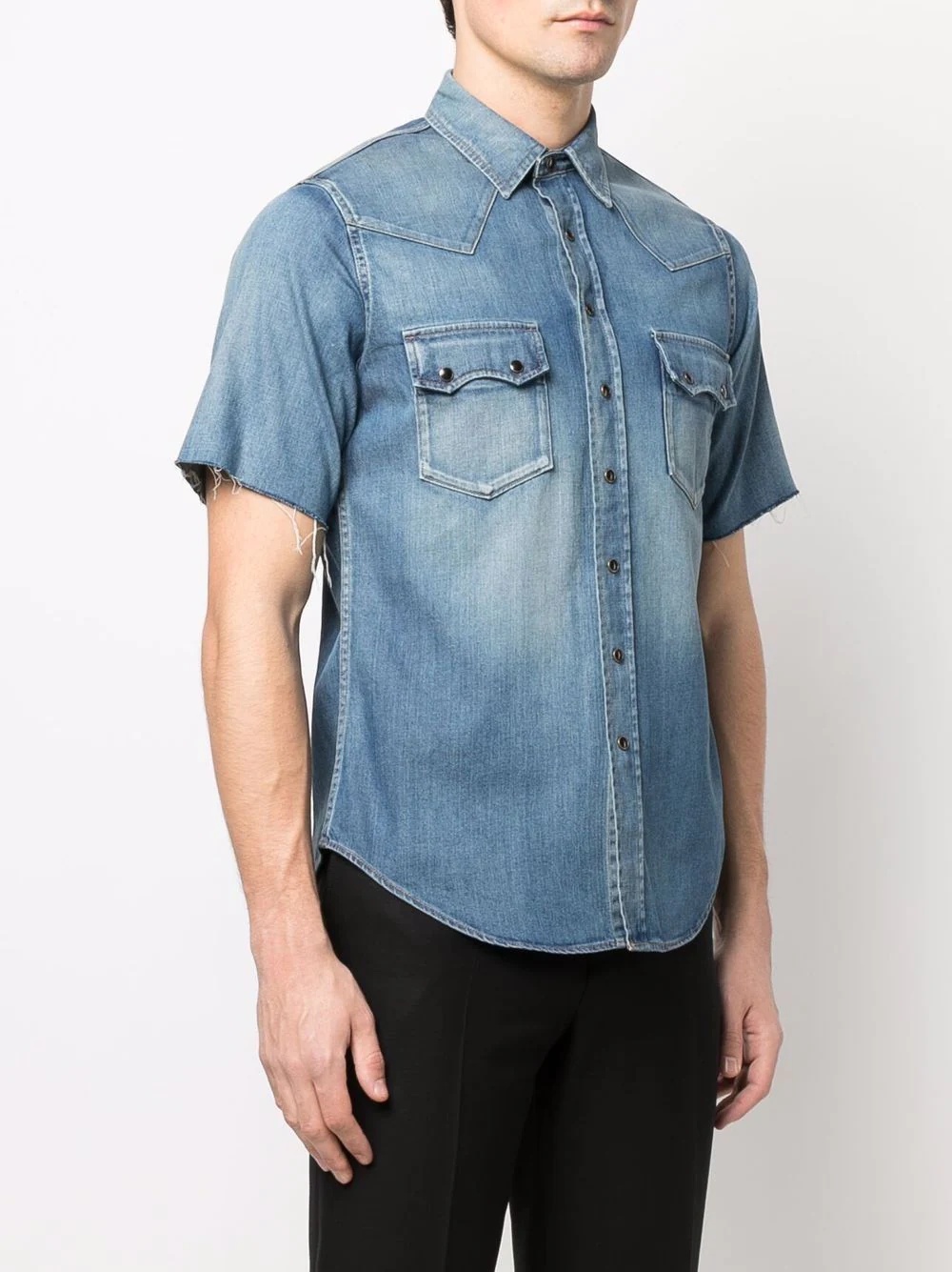 denim short-sleeve shirt - 3