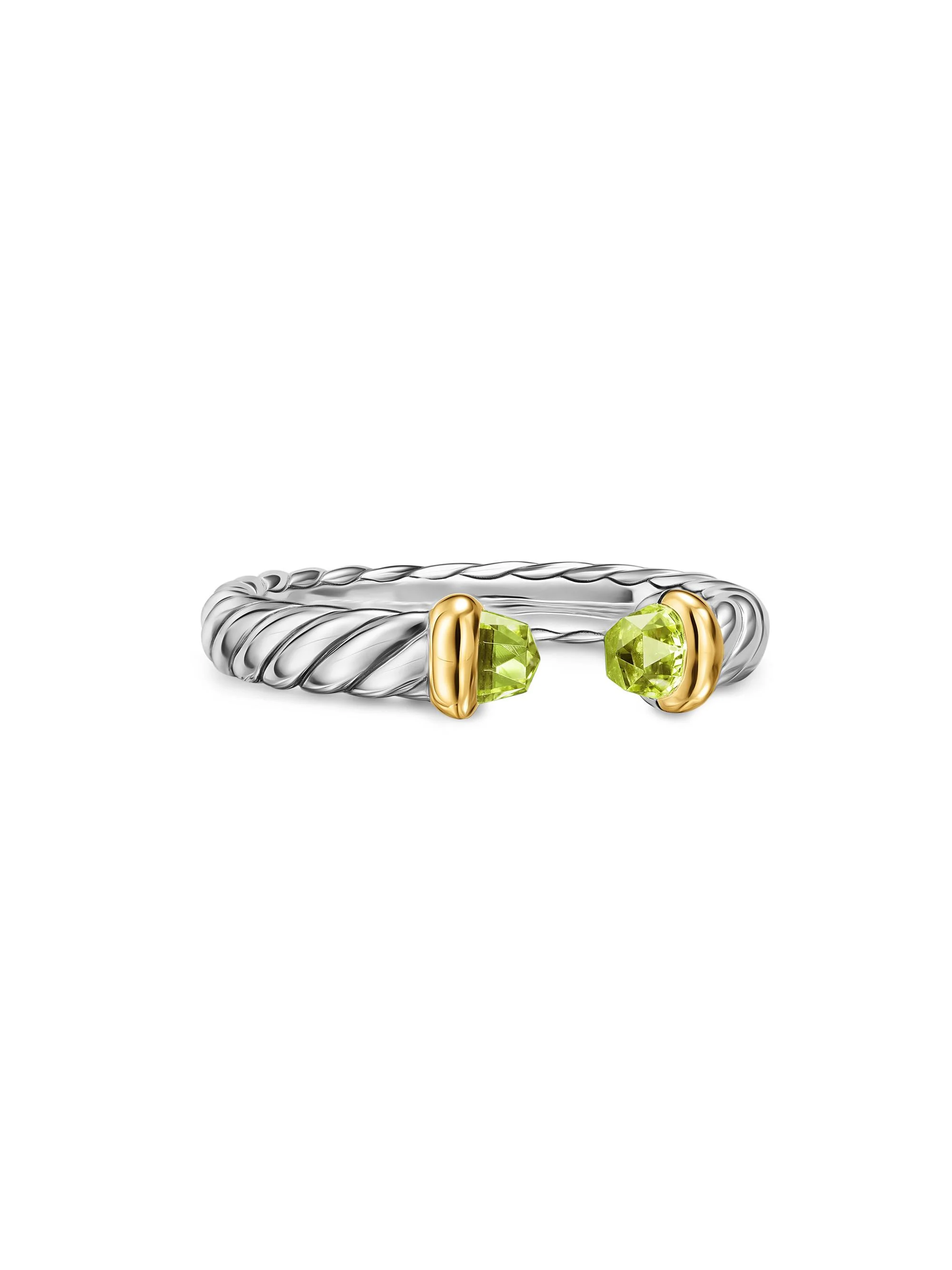 Women's Petite Cable Open Ring in Sterling Silver - Peridot - 1