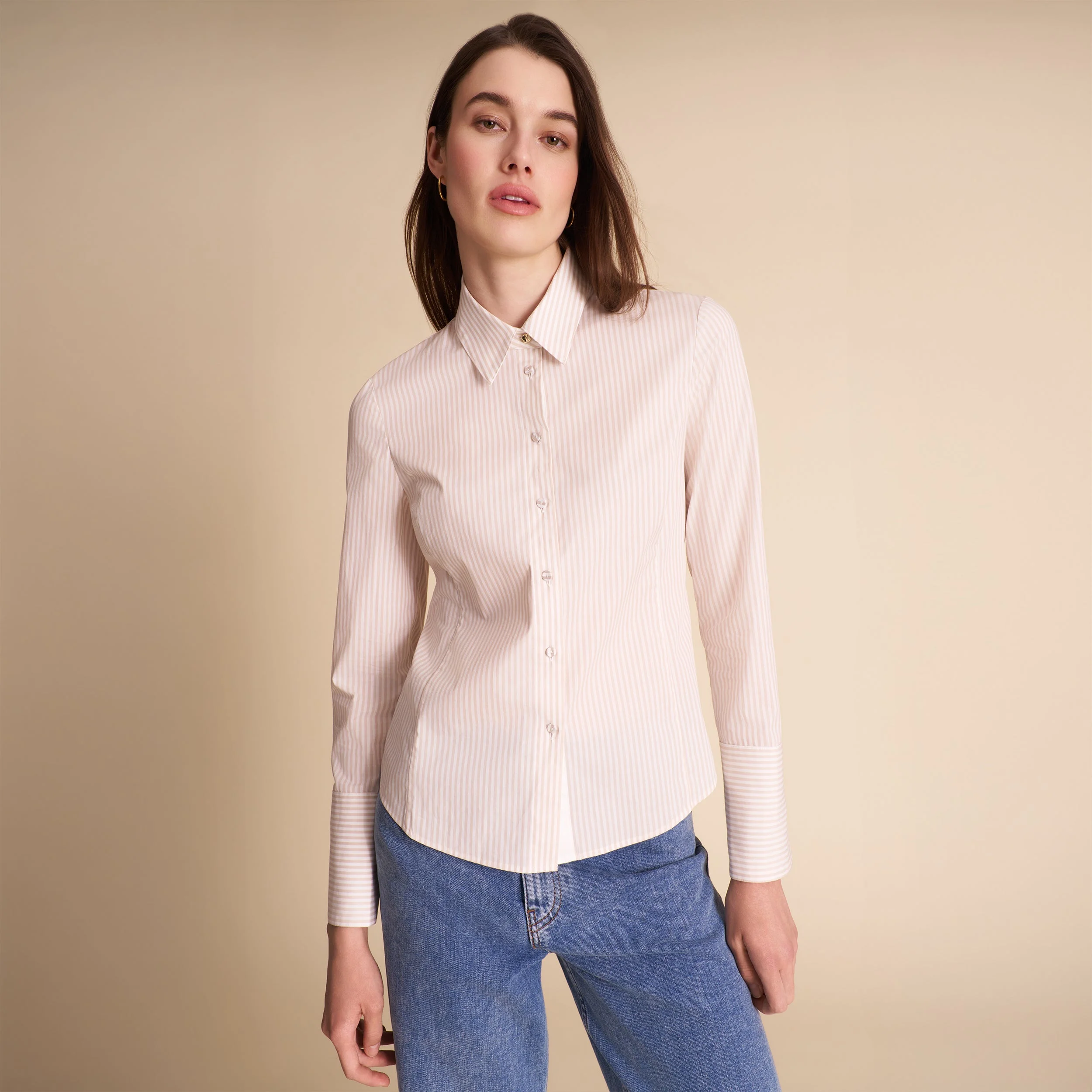 Dale Tailored Top - Striped Poplin - 1
