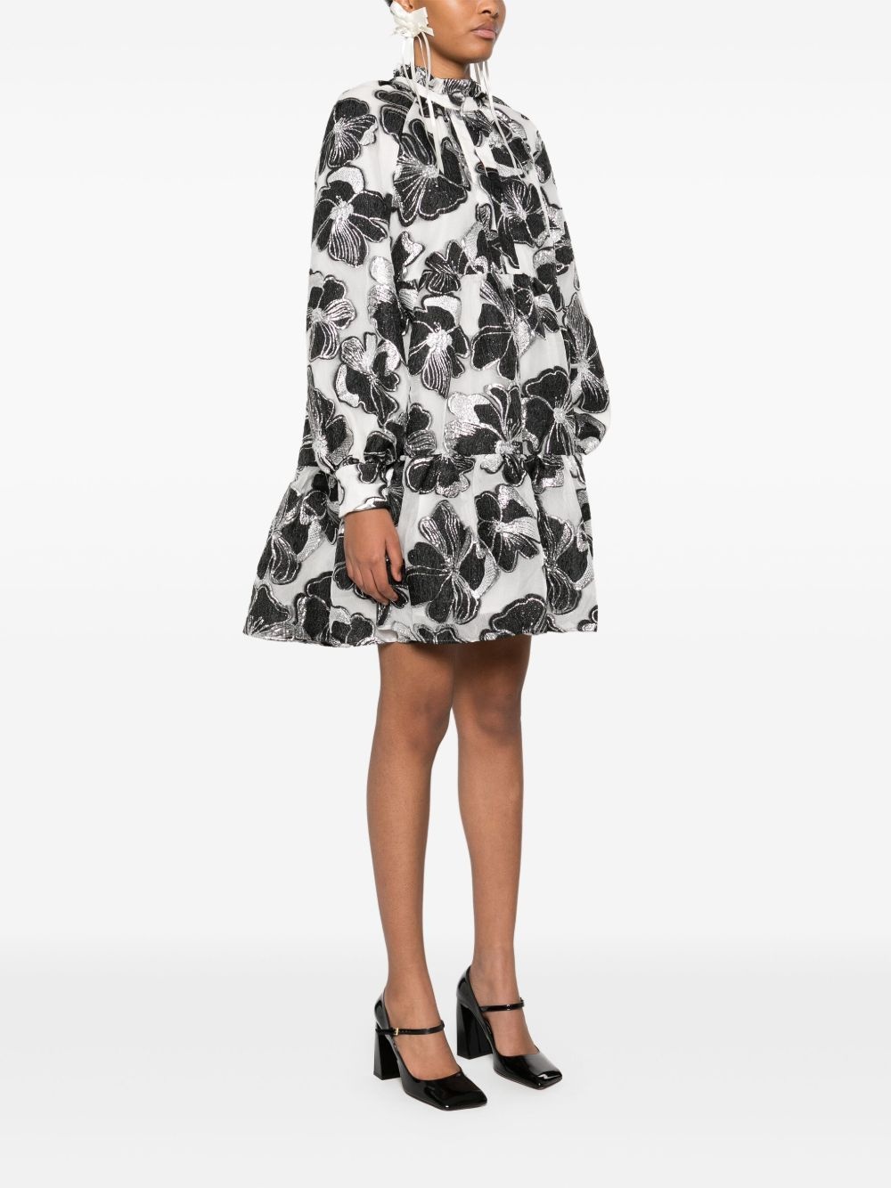 Anemone-jacquard tier mini dress - 3