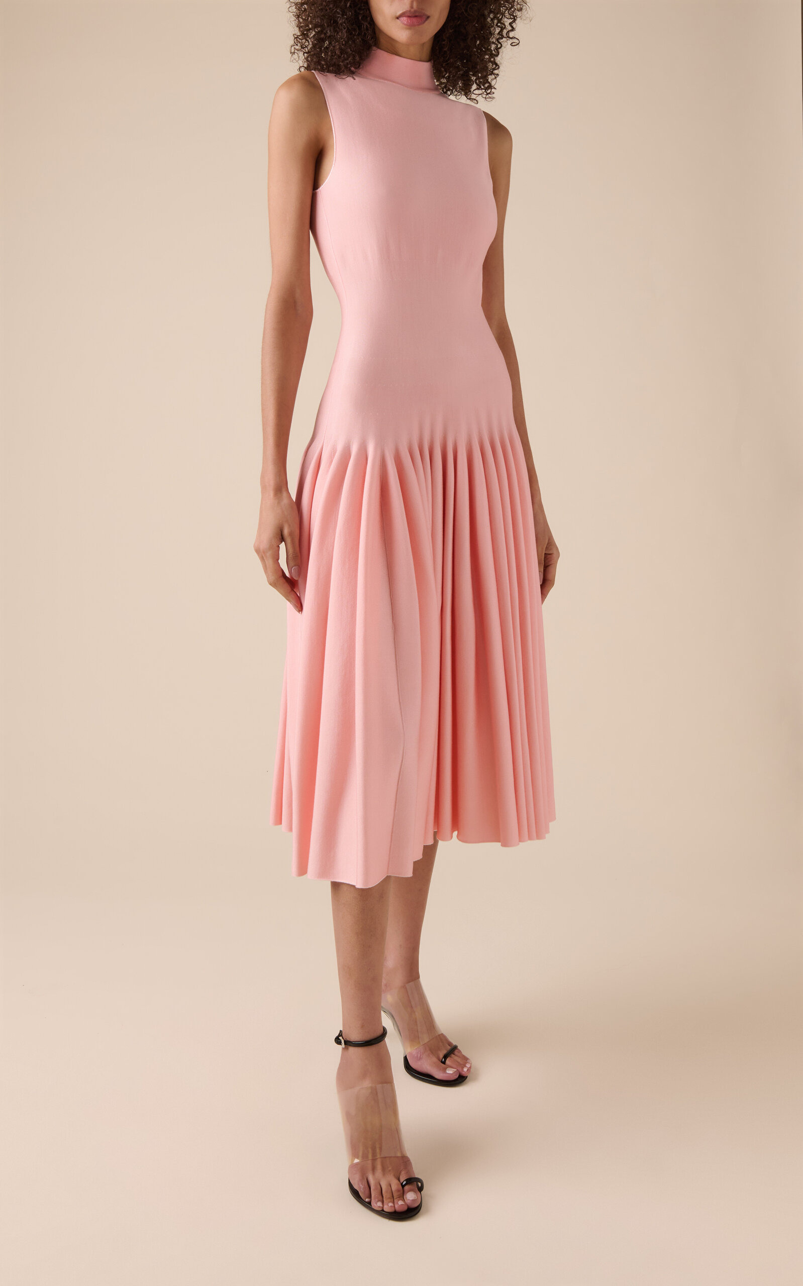 Drop-Waist Knit Cotton Midi Dress pink - 2