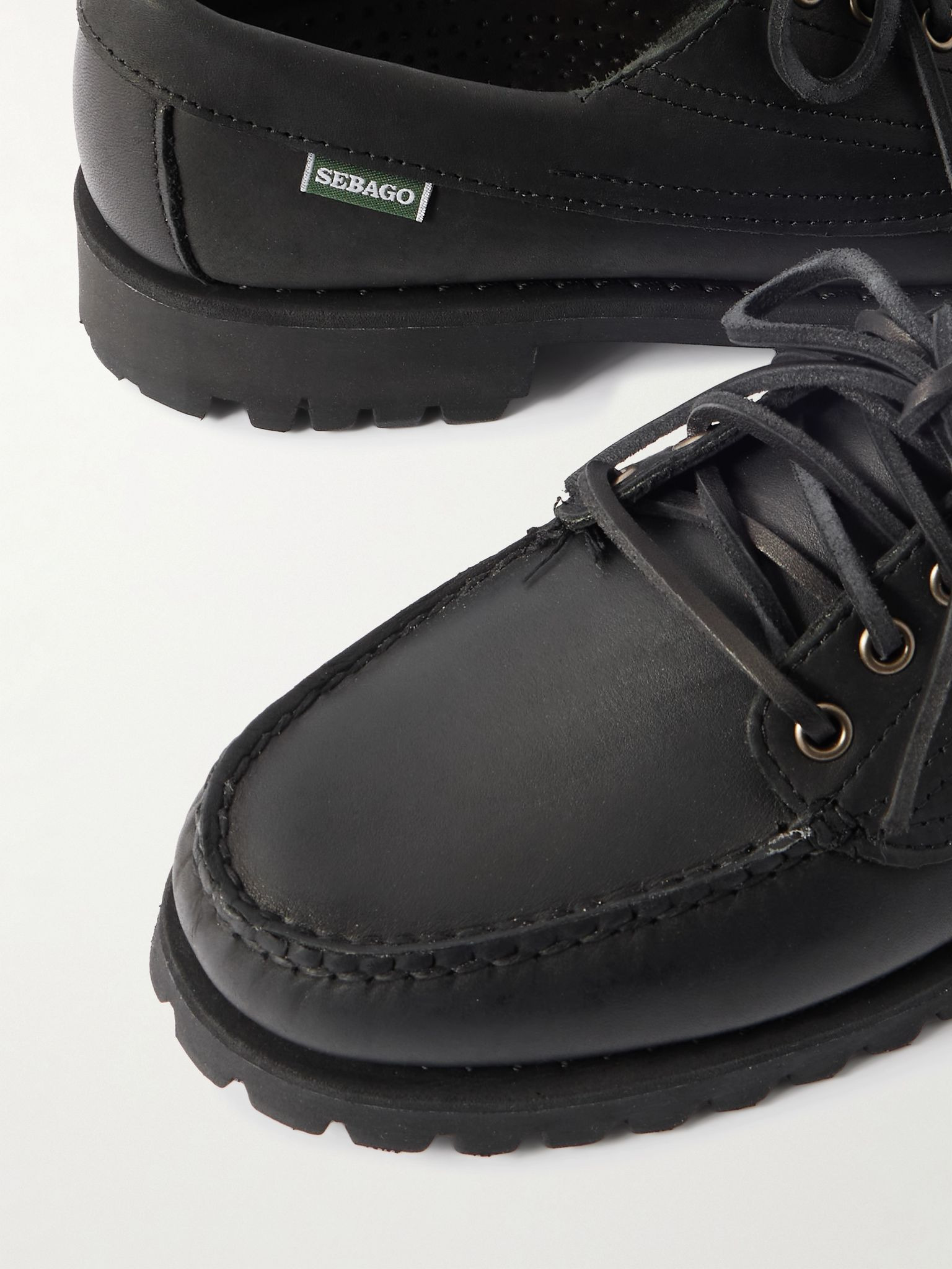 Askook Leather Boat Shoes Black - 5