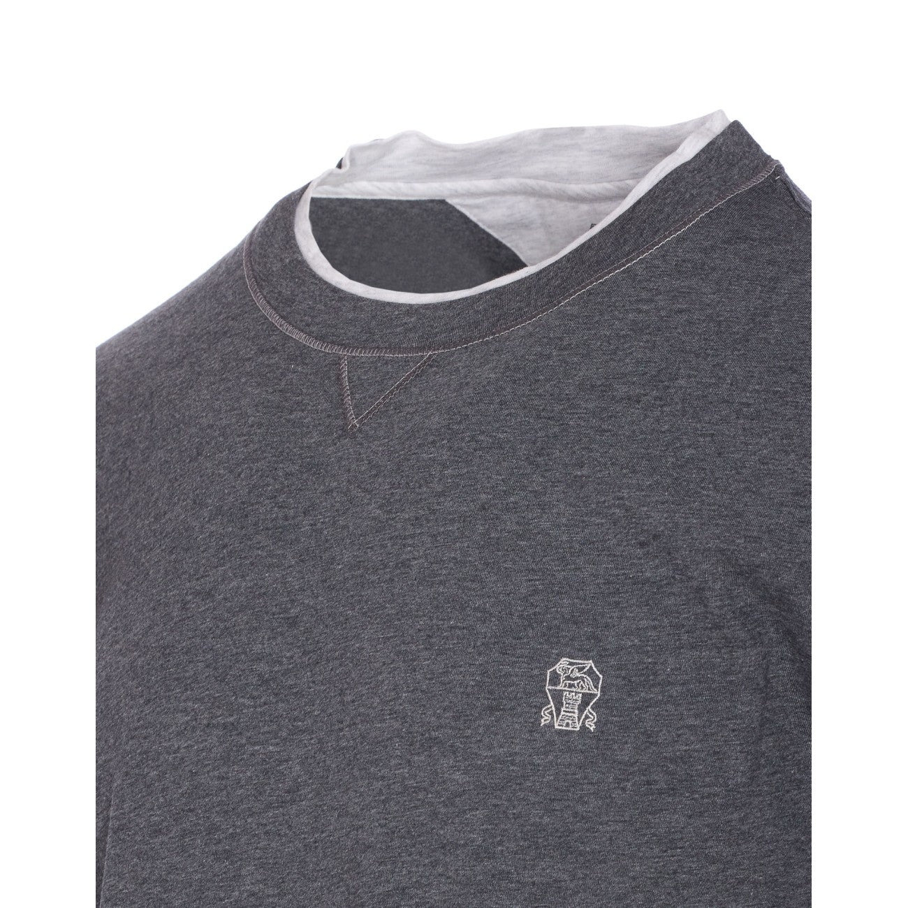 Brunello Cucinelli Men Faux Layering Logo T-Shirt - 4