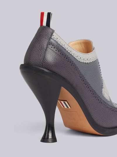 Thom Browne Charcoal Pebble Grain Leather 105mm Curved Heel Longwing Spectator Brogue outlook