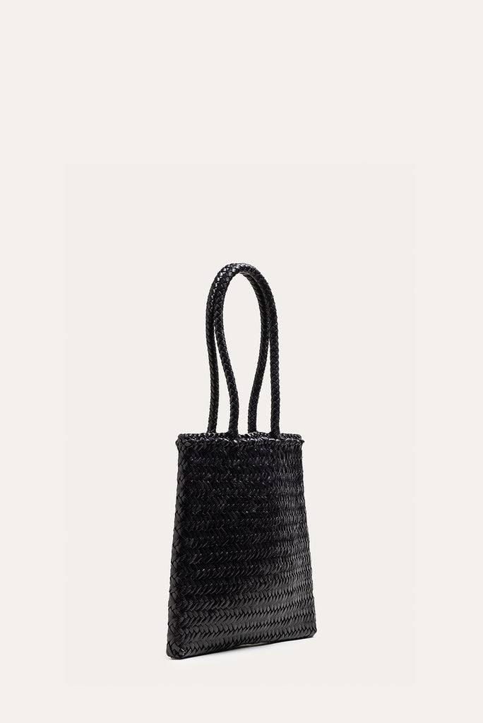 FLAT LEATHER BASKET BLACK - 5