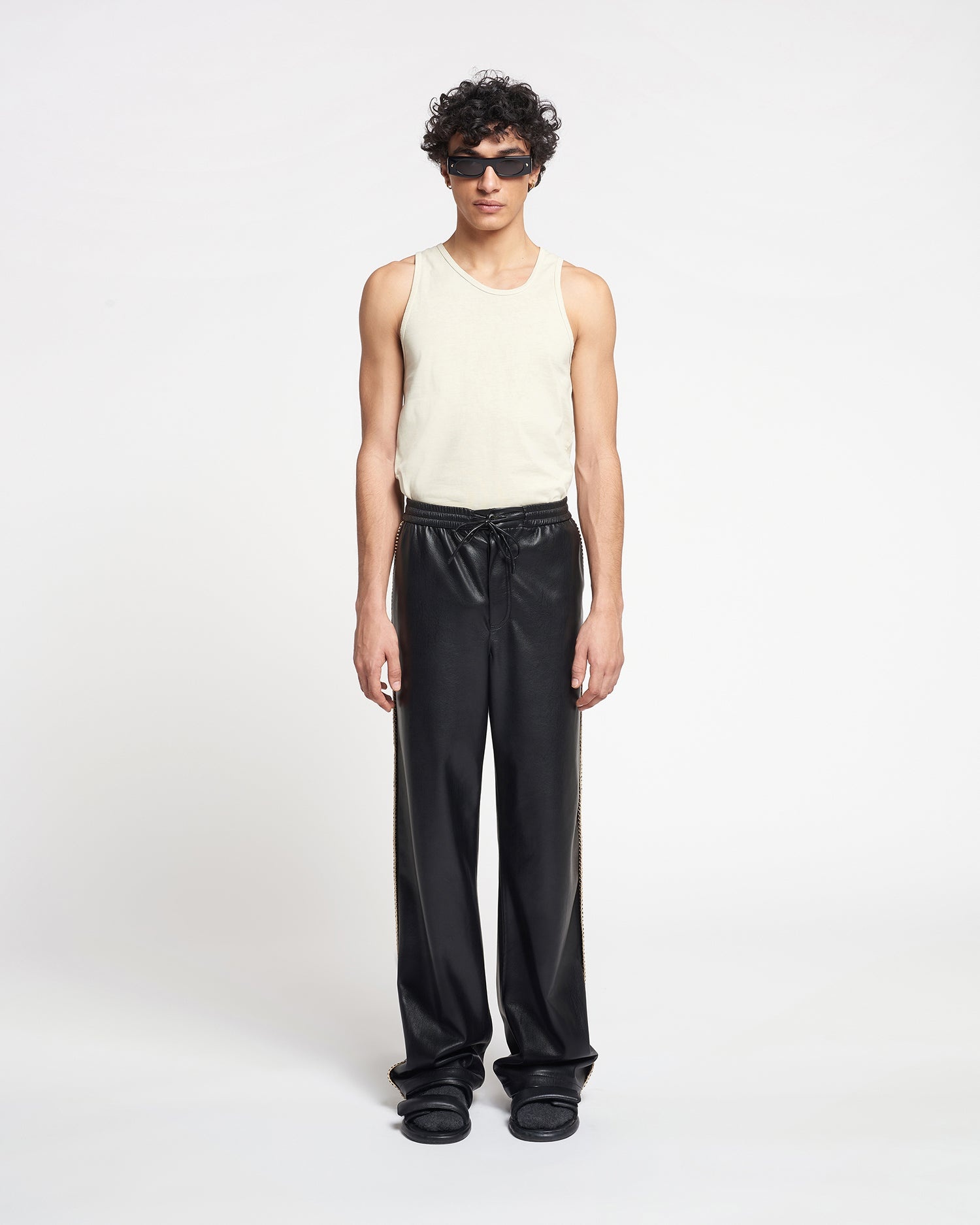 Raffia-Trimmed Okobor™ Alt-Leather Pants - 3