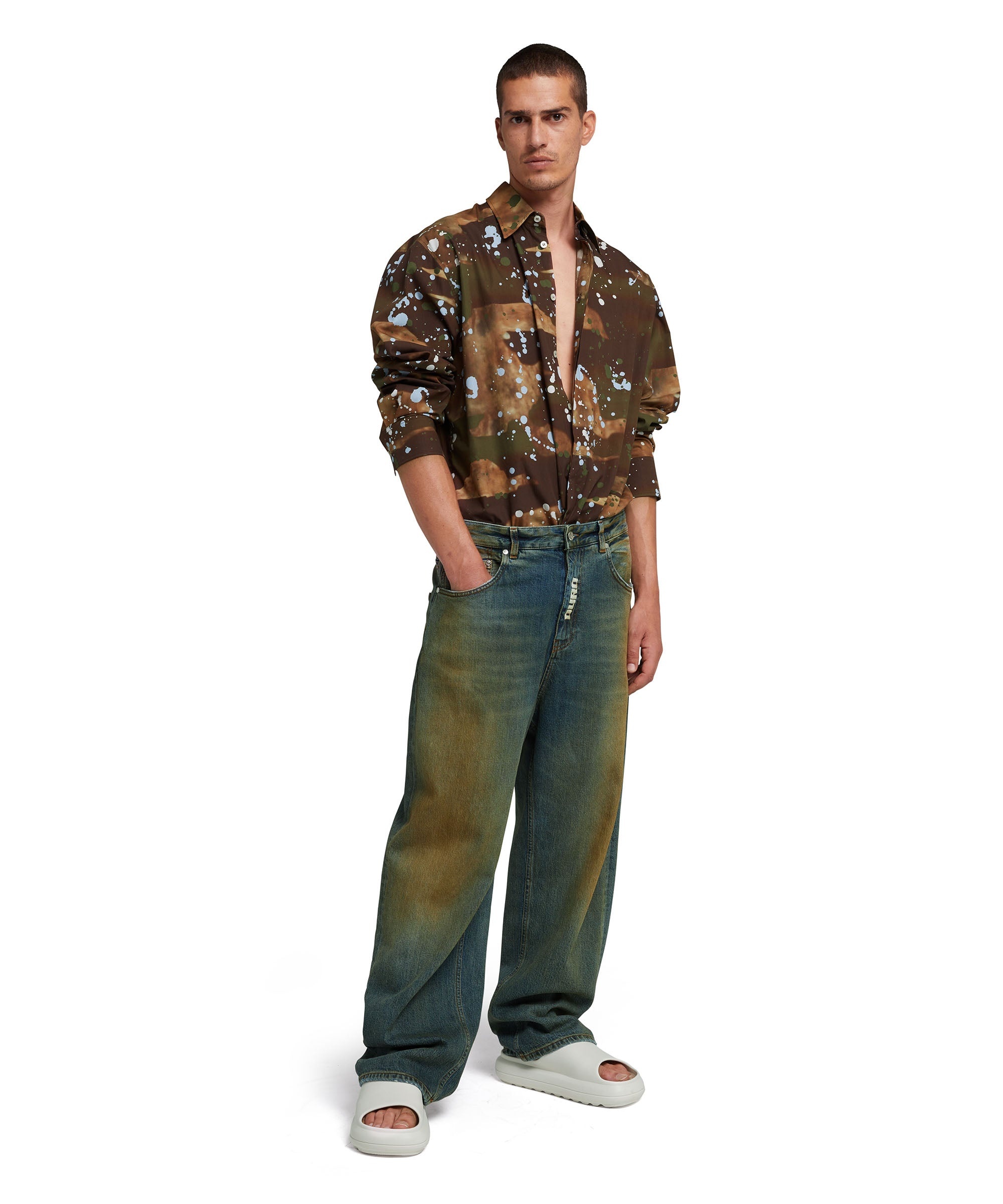 Poplin shirt with "dripping camo" print - 5
