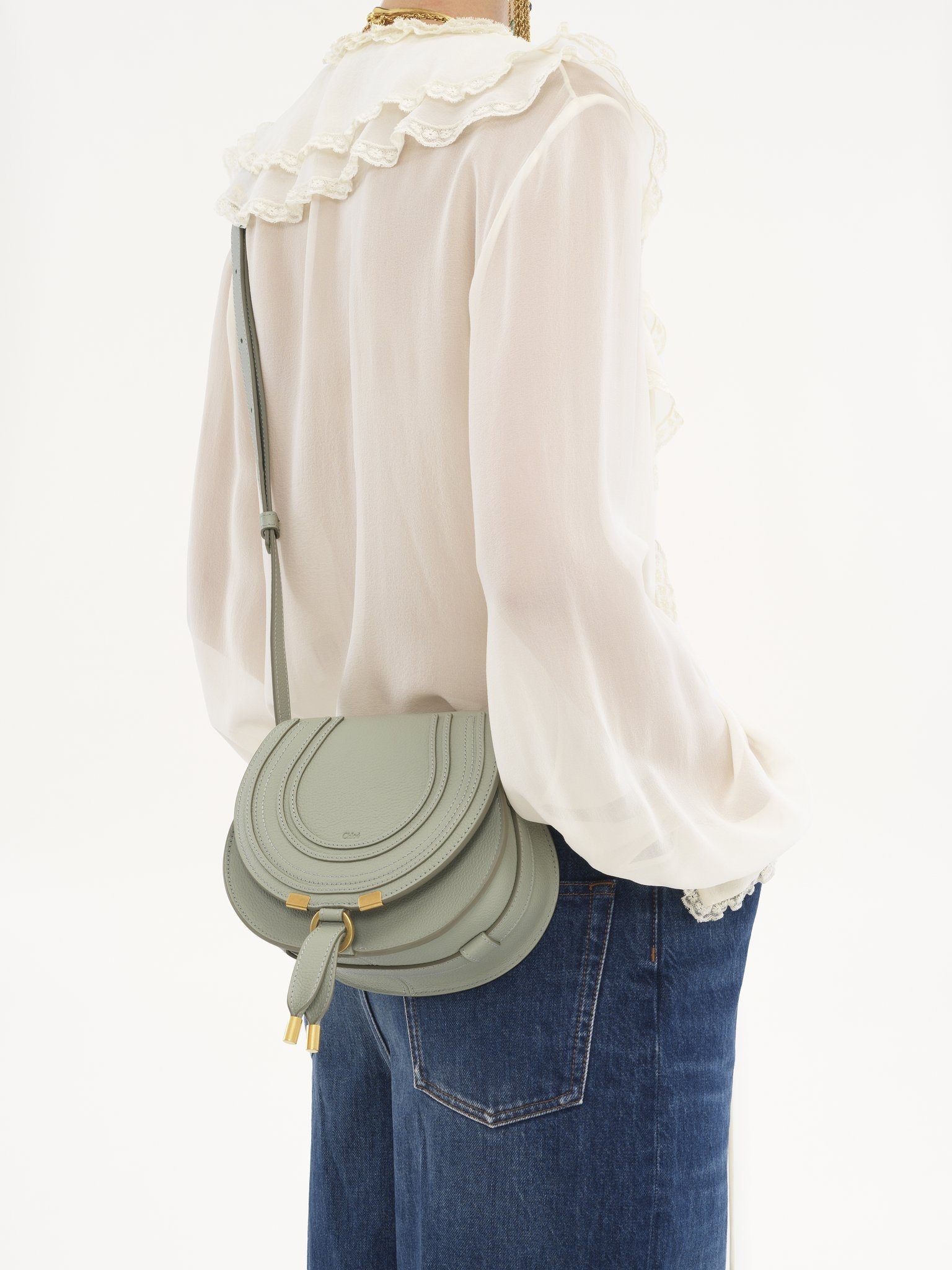 SMALL MARCIE SADDLE BAG IN GRAINED LEATHER - 2