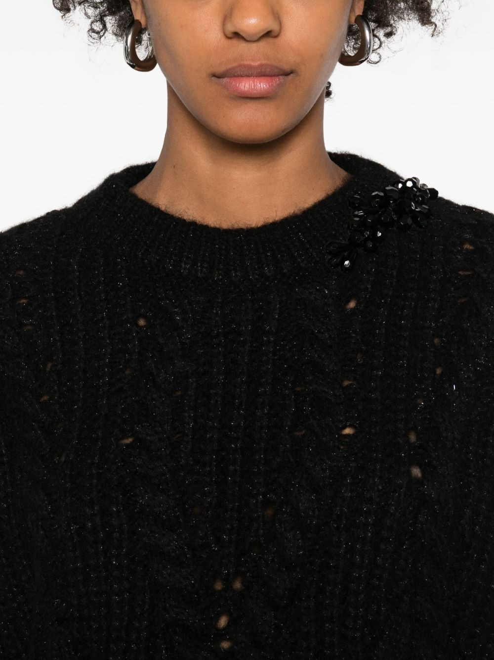 embellished cable-knit sweater - 5