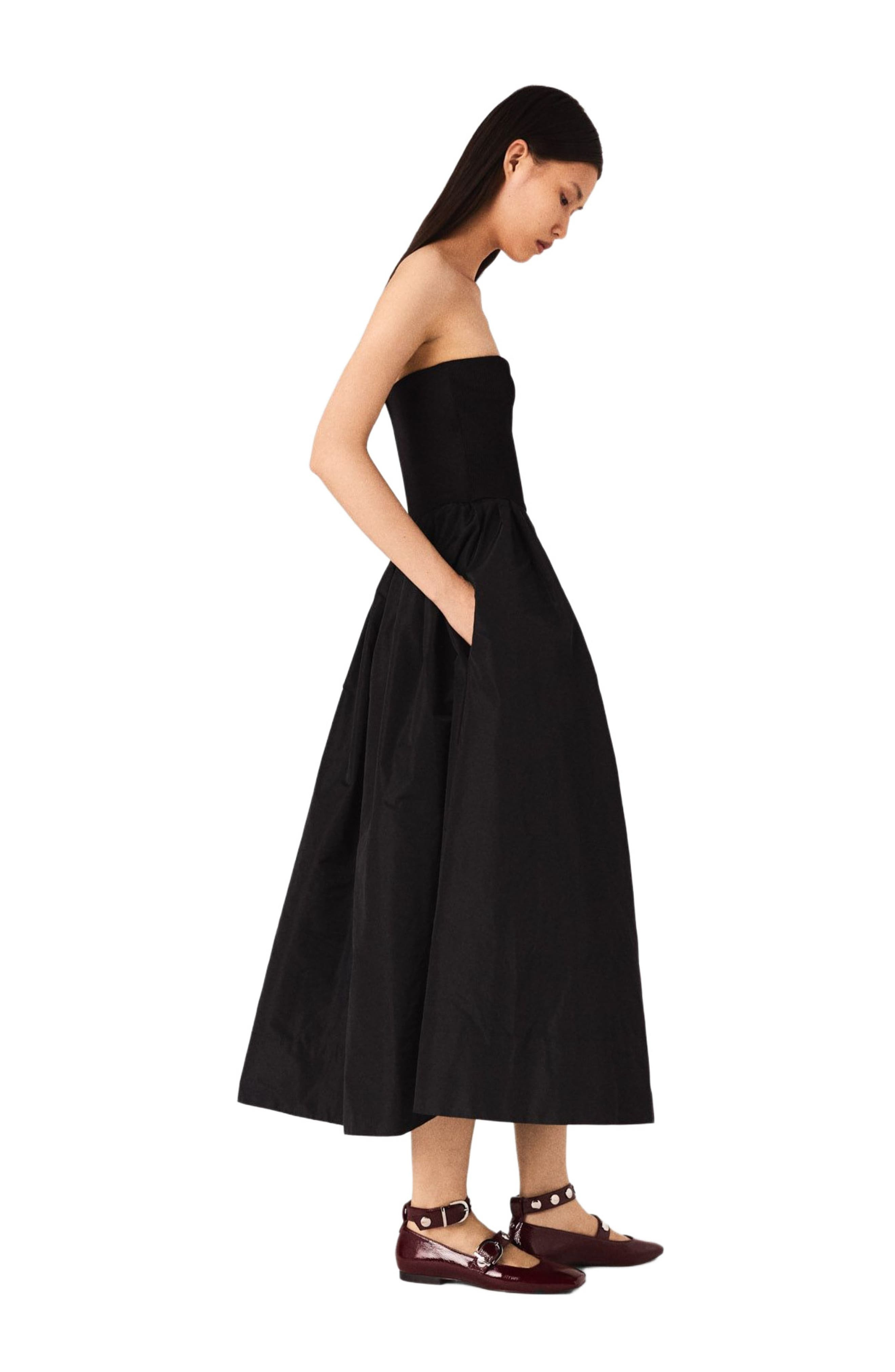 maje Strapless mesh and taffeta dress in Black at Nordstrom - 3