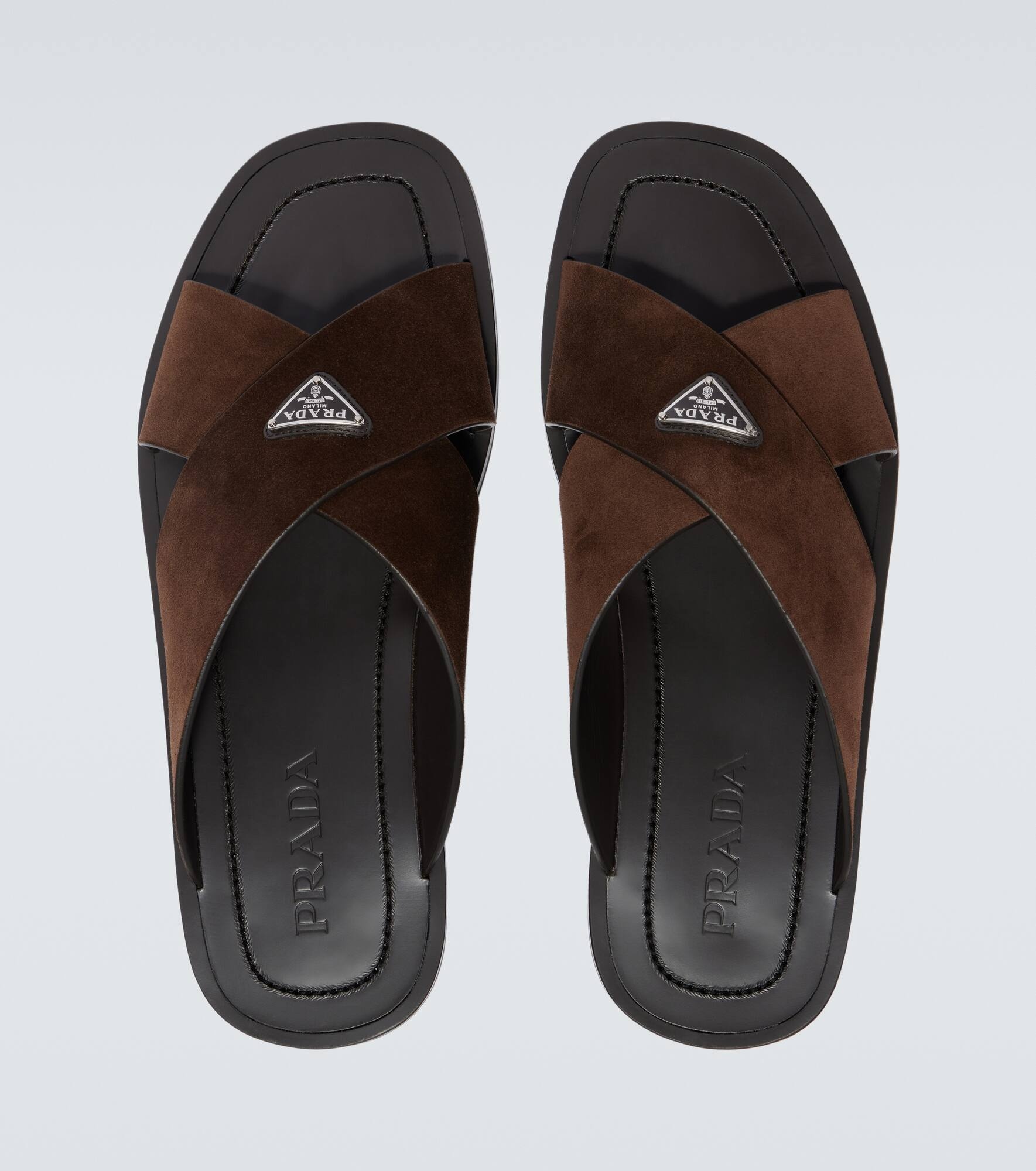 Logo suede and leather sandals - 4