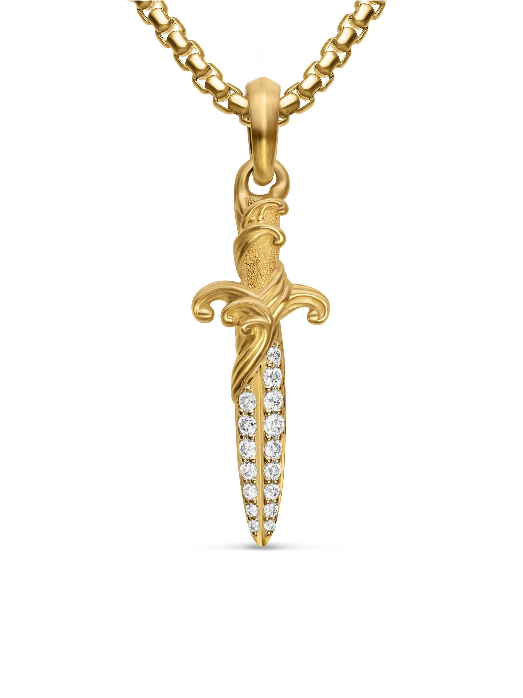 Men's Waves Dagger Amulet in 18K Yellow Gold - Gold - 1