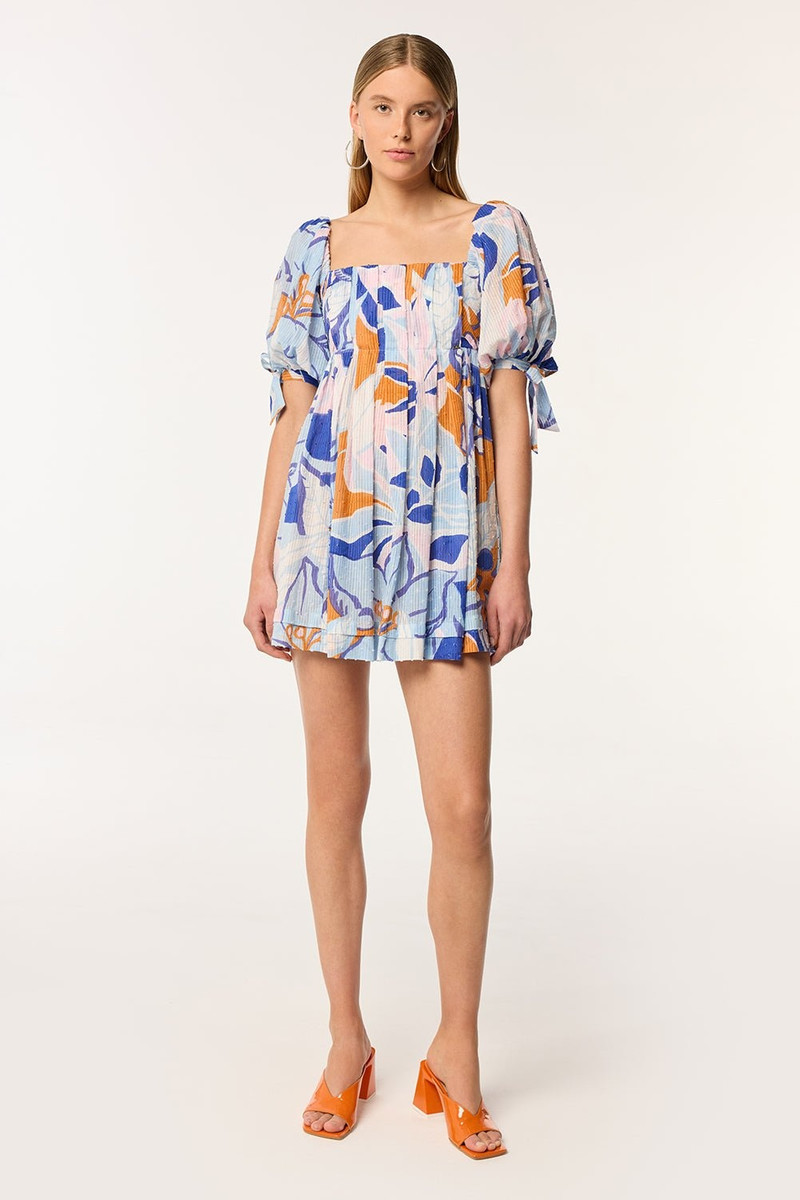 Poupette St Barth Mini Dress Catalina - Blue Macro Lilium outlook