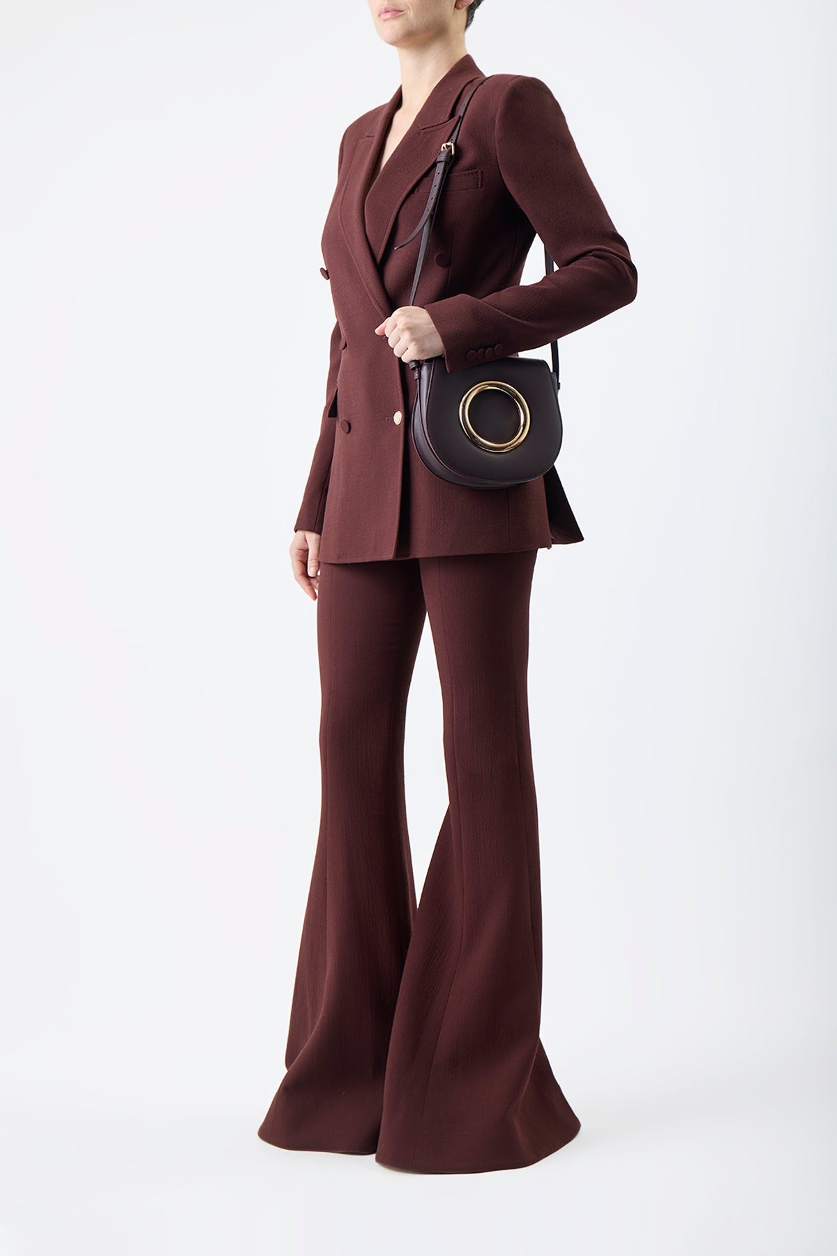 Ring Crossbody Bag in Bordeaux Leather - 2
