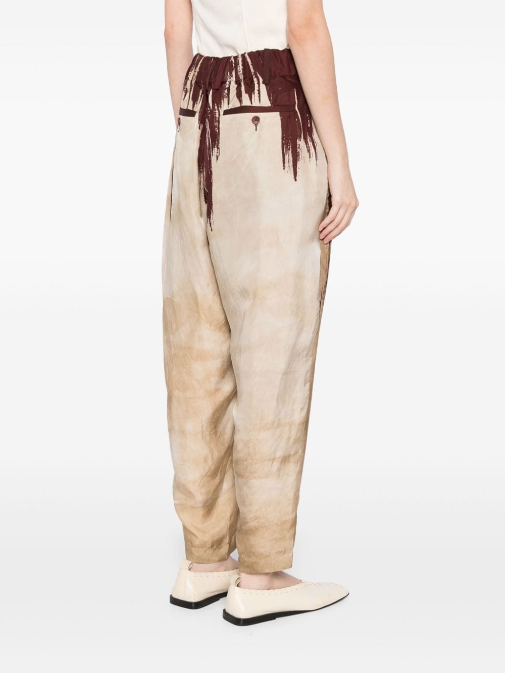 abstract pattern print drawstring trousers - 4