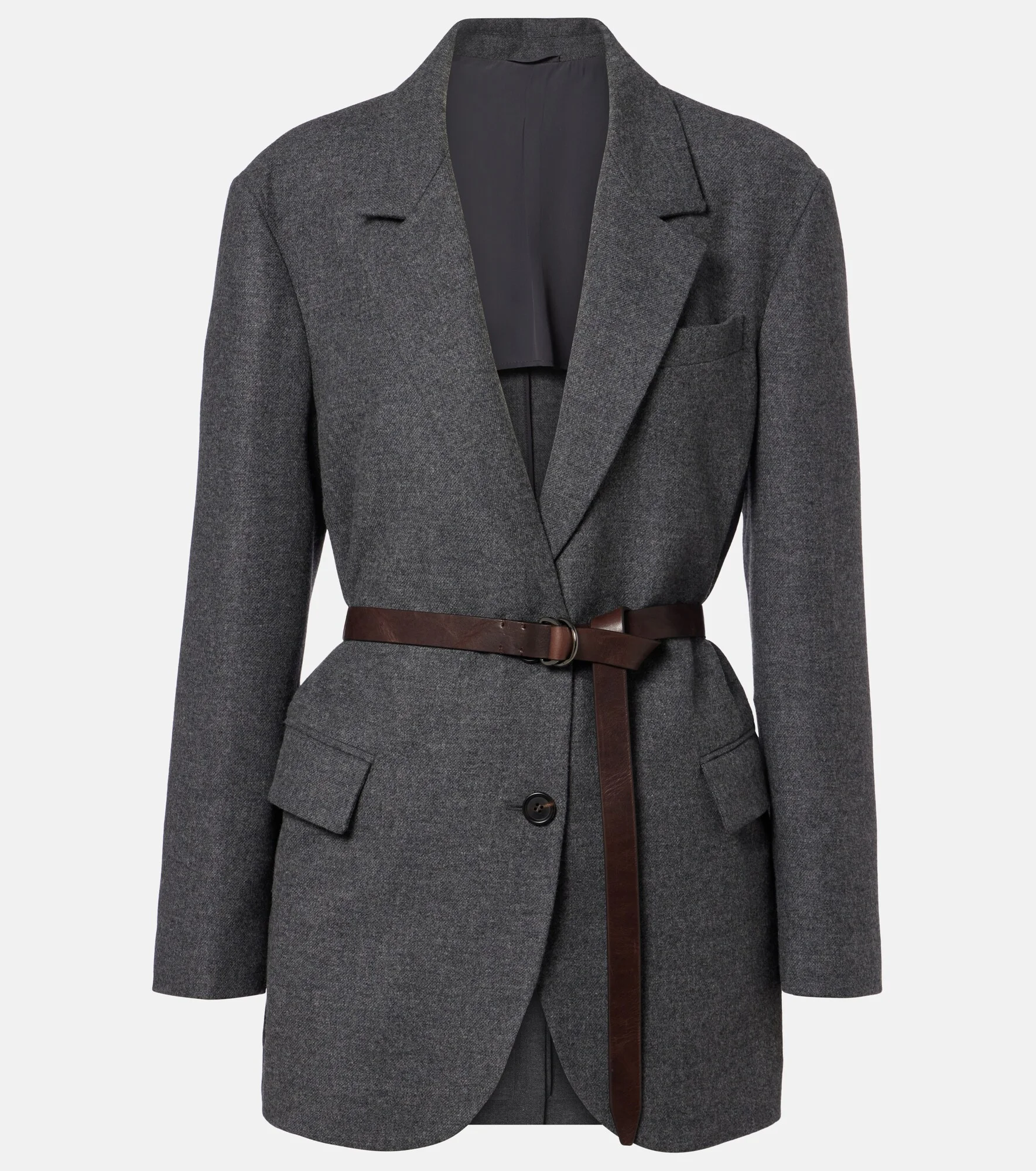 Belted wool and cashmere blazer - 1