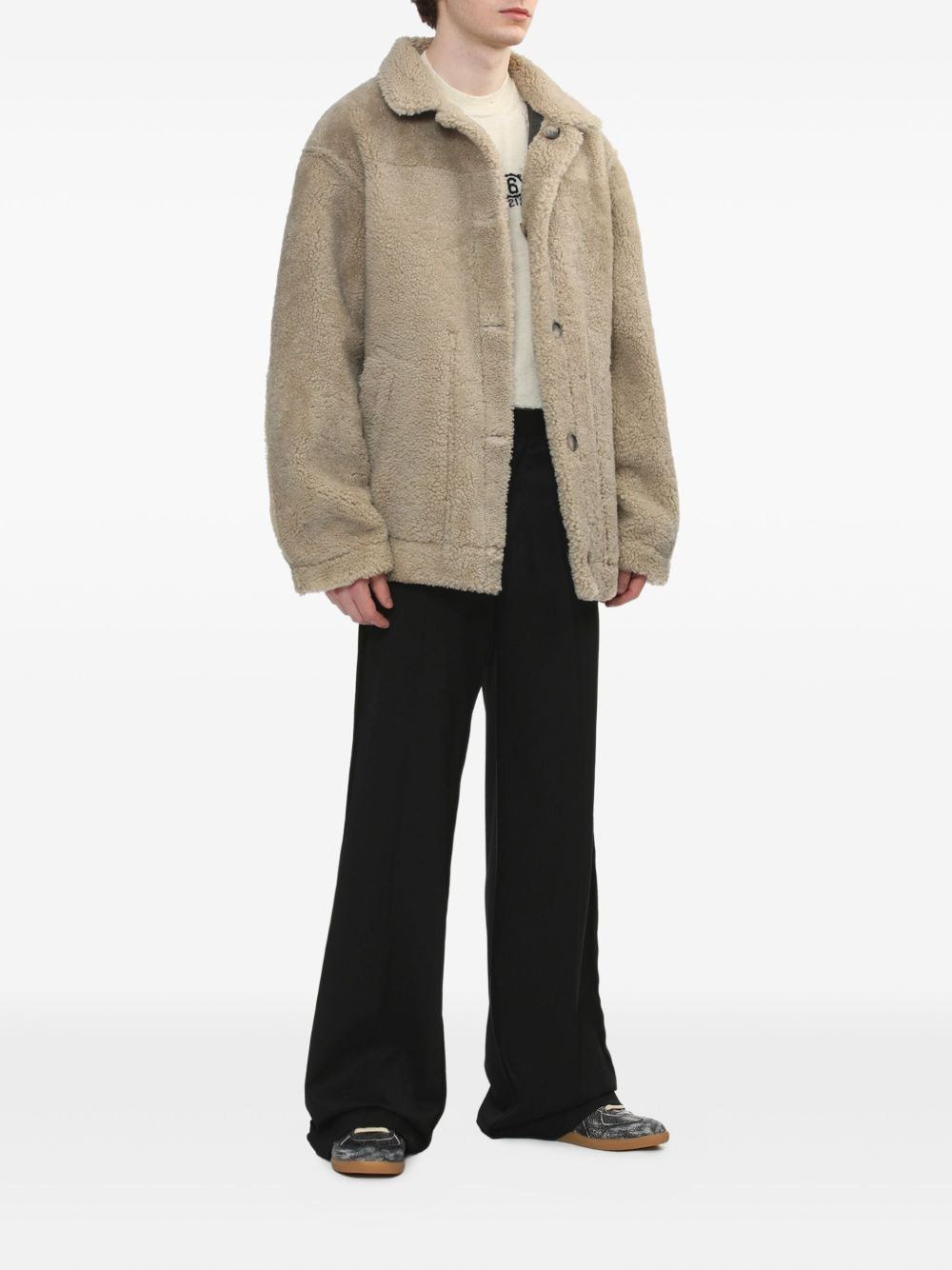 lambskin shearling-panel jacket - 5
