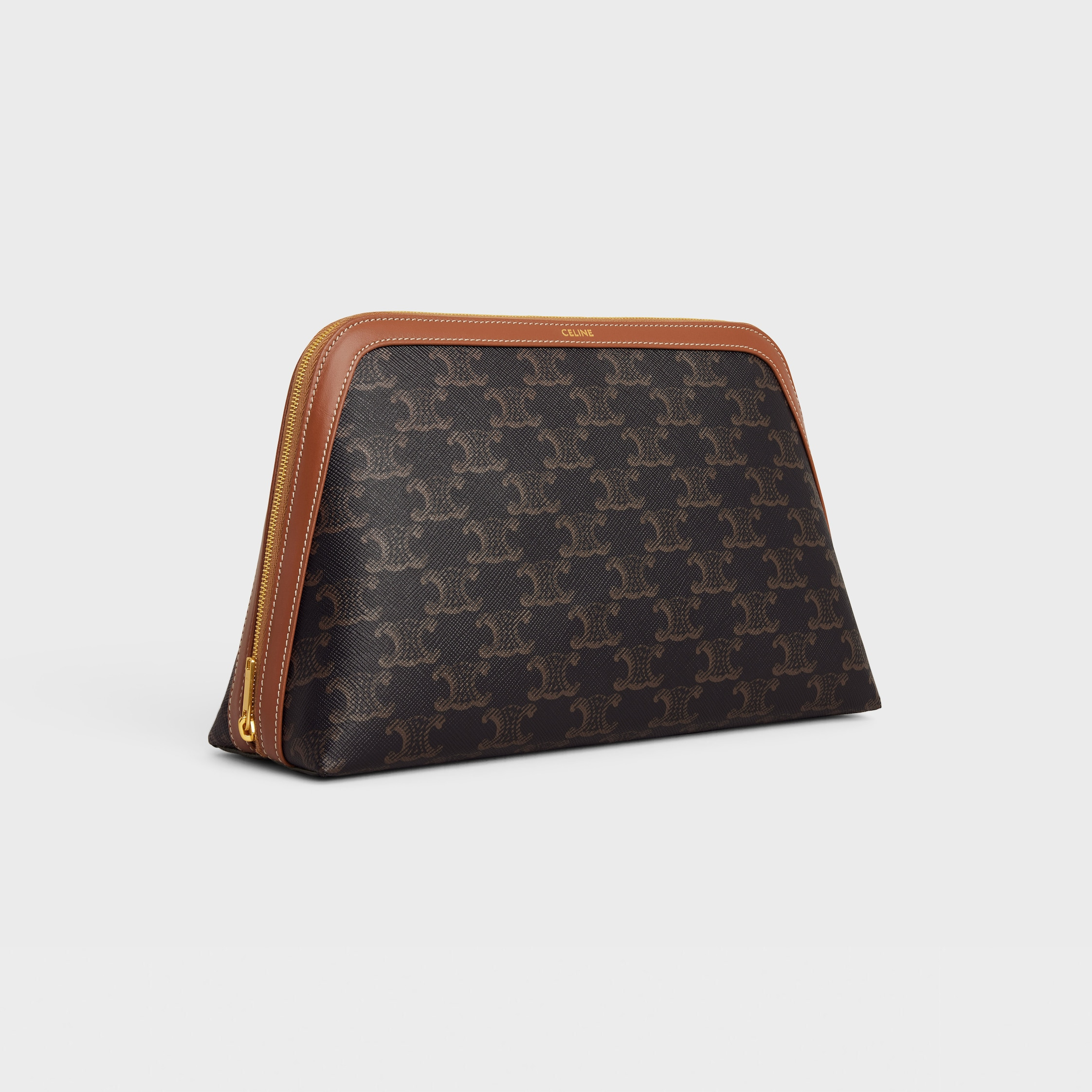 LARGE COSMETIC POUCH IN TRIOMPHE CANVAS AND CALFSKIN - 2