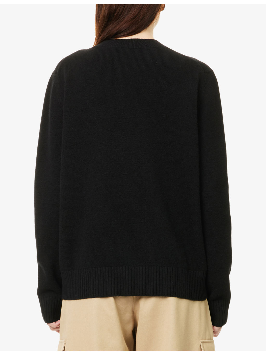 Brand-Intarsia Round-Neck Wool And Cashmere Sweater - 4