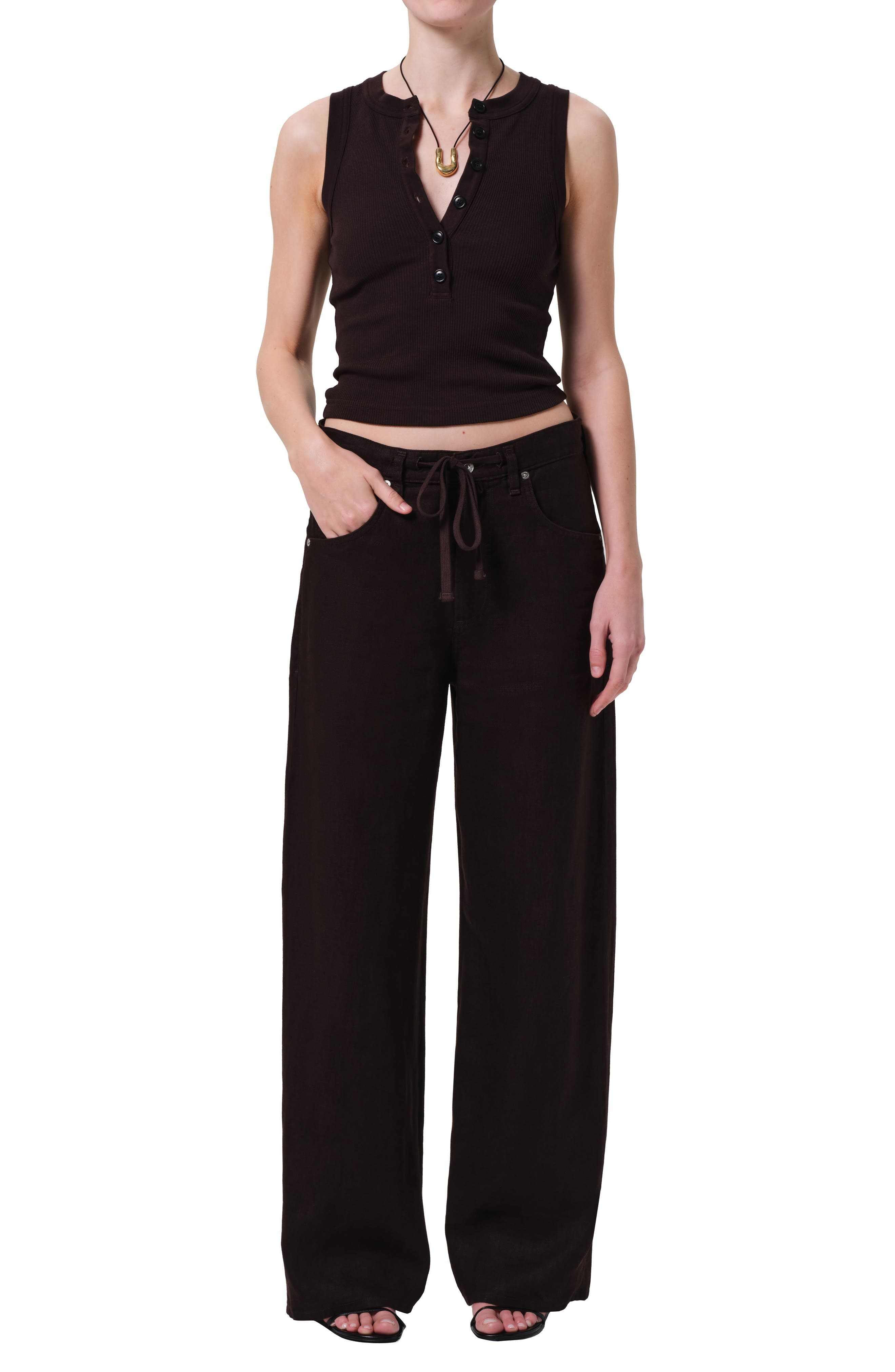 Citizens of Humanity Caralyn Rib Henley Tank in Chocolate at Nordstrom - 5