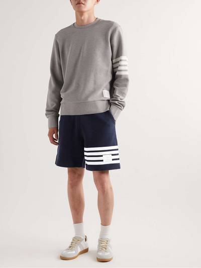 Thom Browne Straight-Leg Striped Ribbed Cotton-Jersey Drawstring Shorts outlook