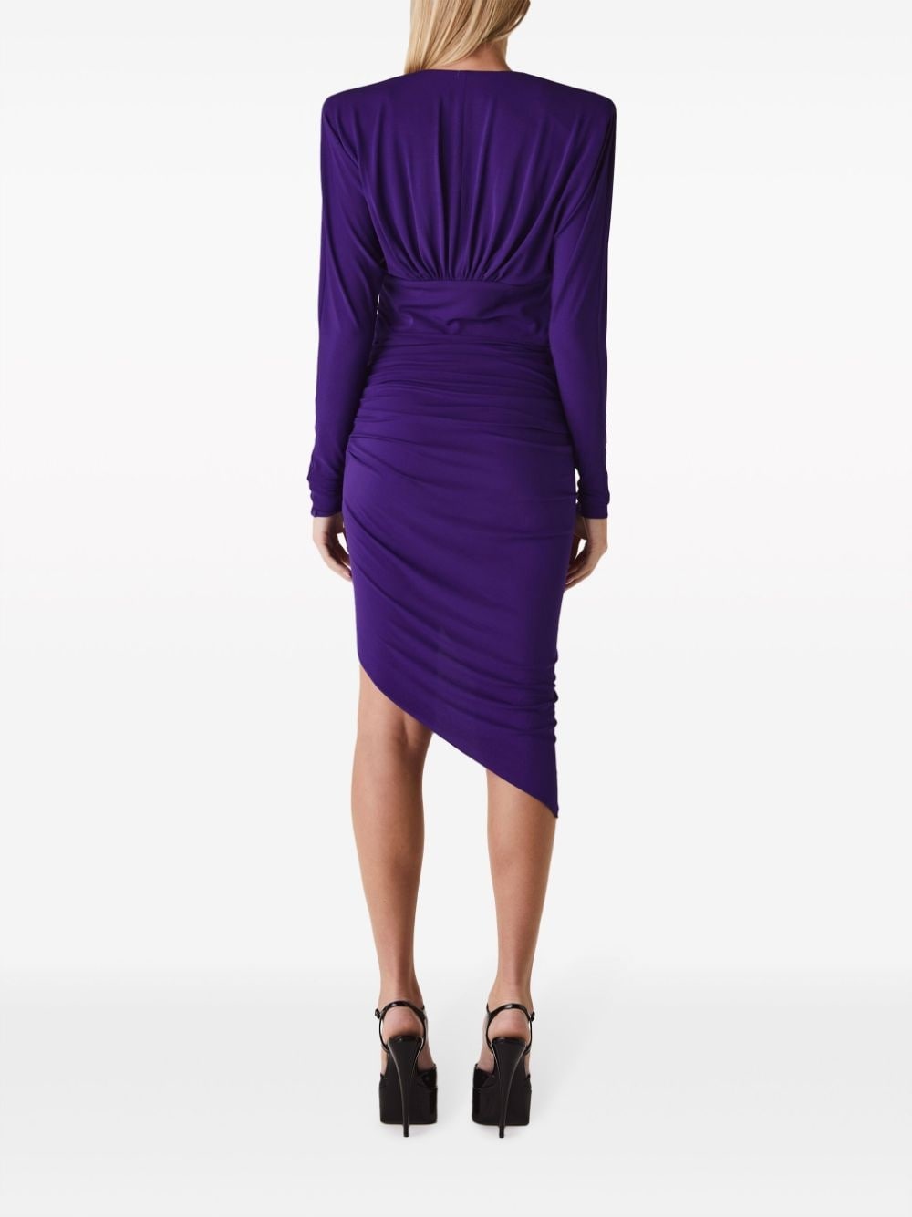 V-neck draped-design dress - 3