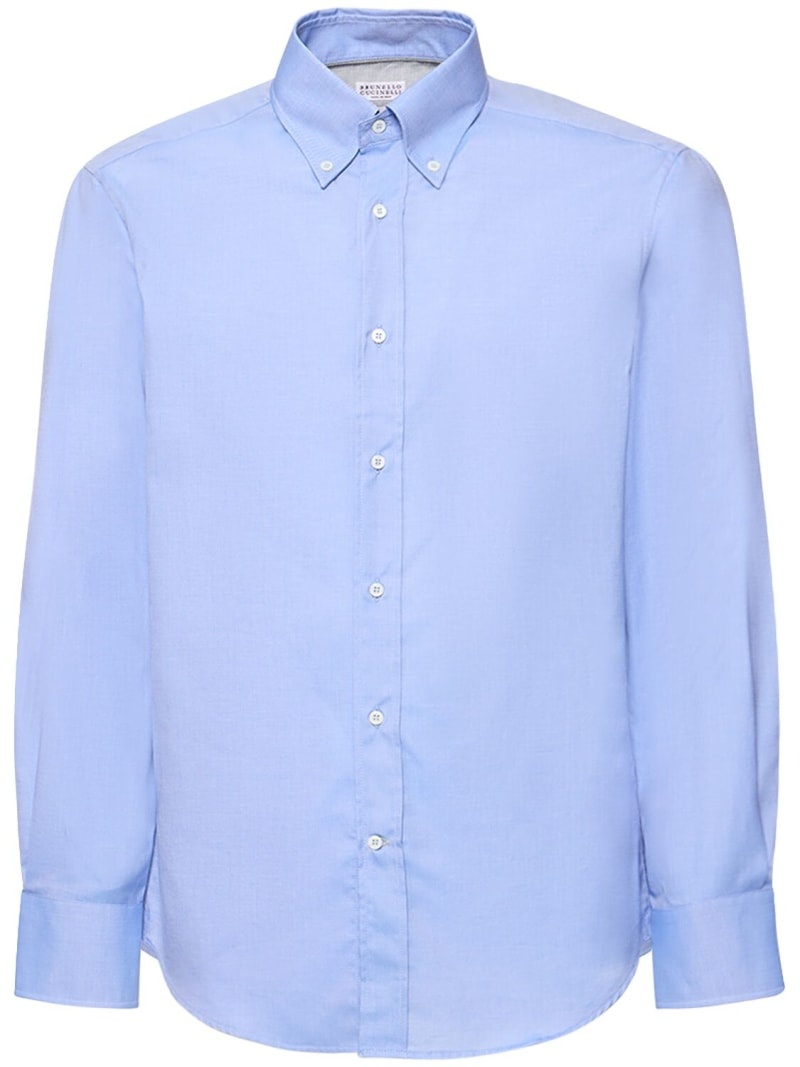 Cotton twill button down shirt - 1