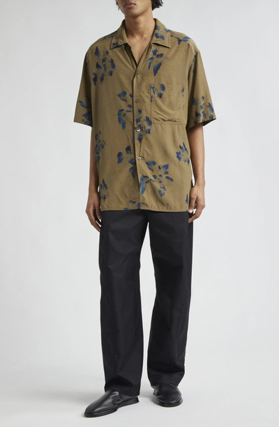 Lemaire The Summer Oversize Floral Print Camp Shirt in Khaki /Ink outlook