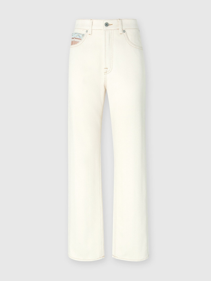 Five denim pockets with zigzag greek inserts 1