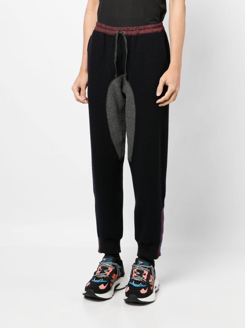 drawstring-waistband knitted trousers - 3