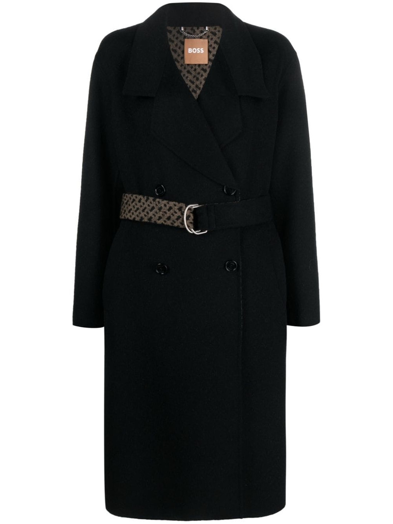 monogram-jacquard 벨트 모직 블래드 코트 1