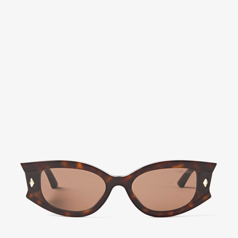 Skylar Brown Havana Oval Sunglasses with Studs - 1