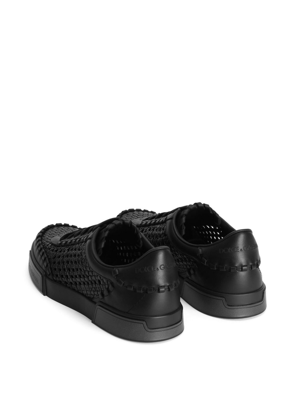 mesh-panelling leather sneakers - 3