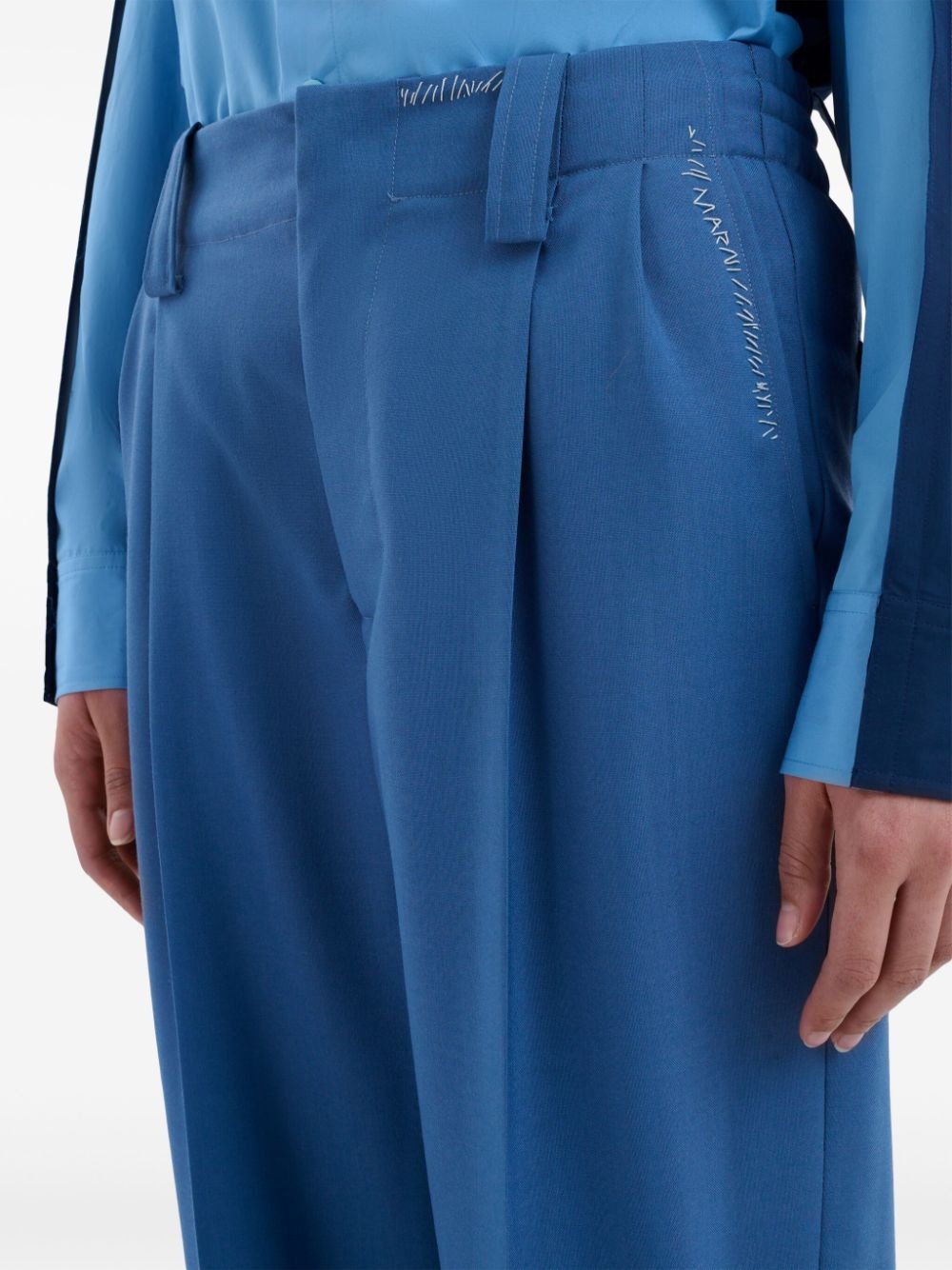 embroidered-logo virgin wool trousers - 5