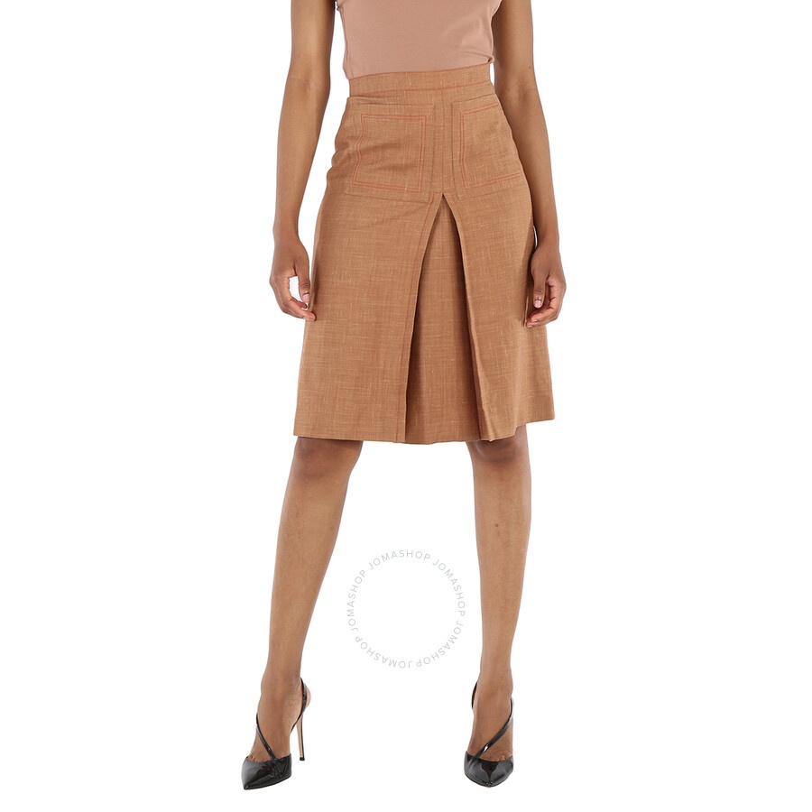 Burberry Ladies Topstitch Detail Wool-blend A-line Skirt - 3