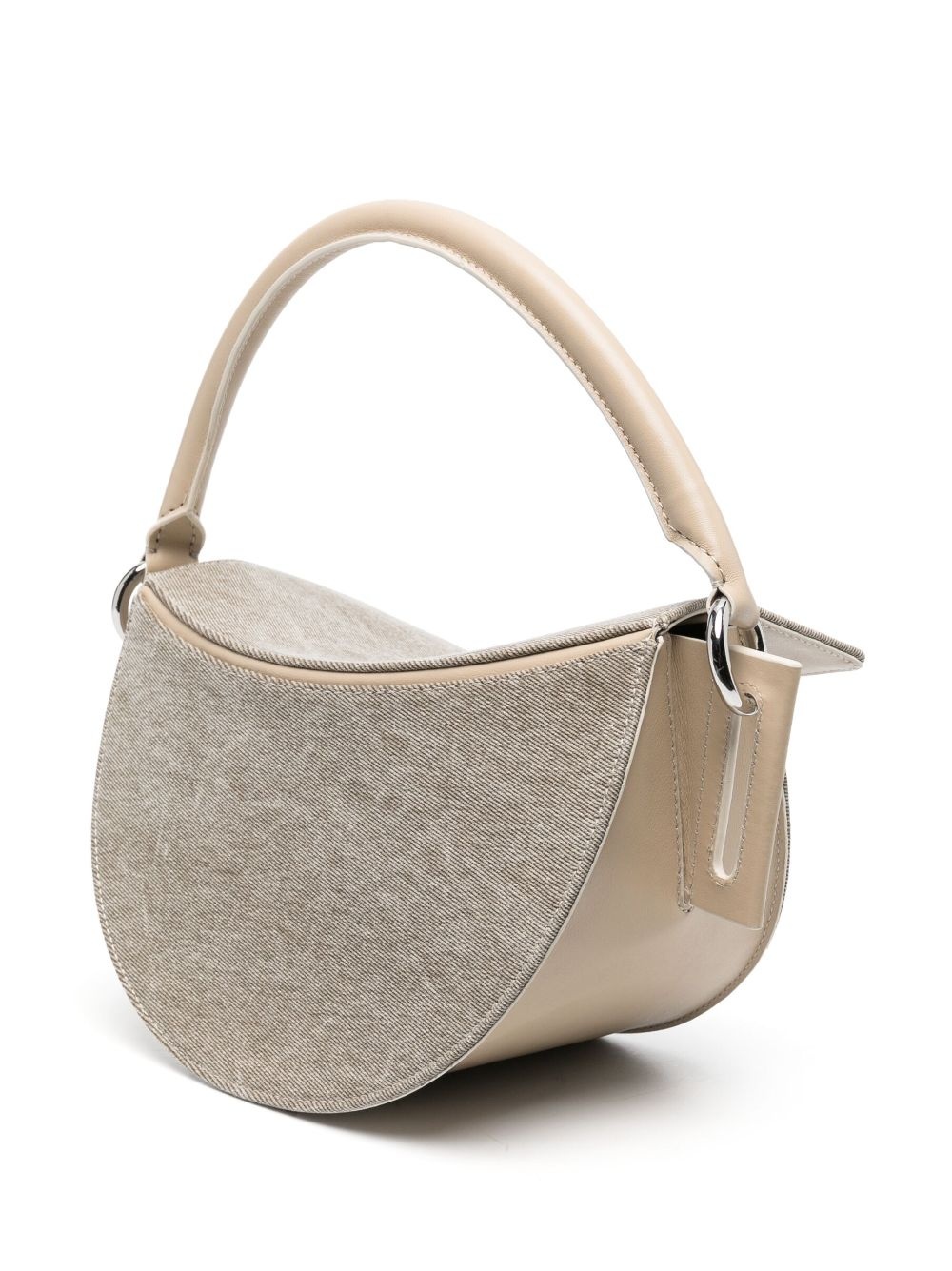 Dip leather curved tote - 3