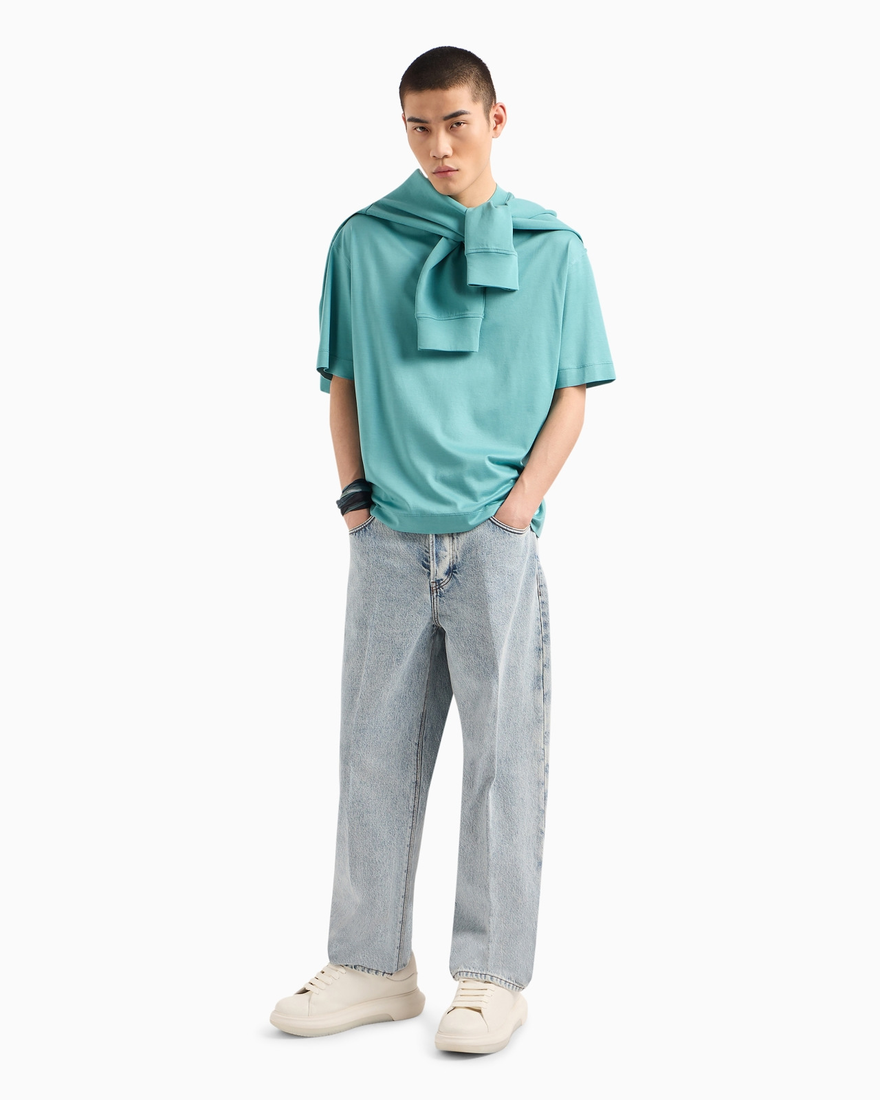 J74 Loose-fit marbled denim jeans - 4