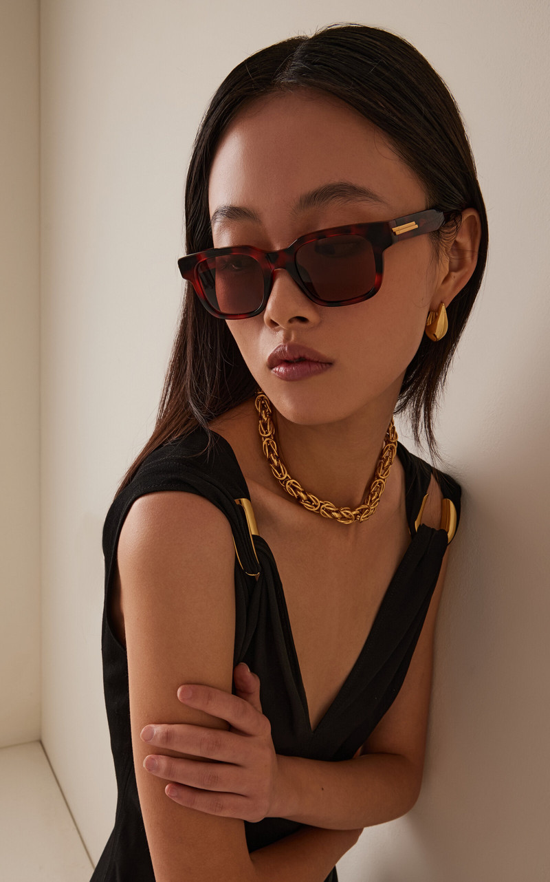 Bottega Veneta Square-Frame Acetate Sunglasses brown outlook