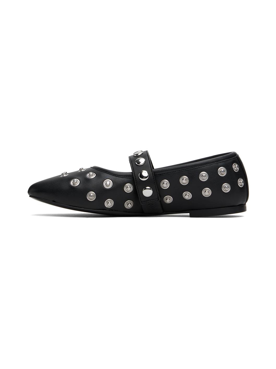 Black Ryder Popper-Studded Ballerina Flats - 3