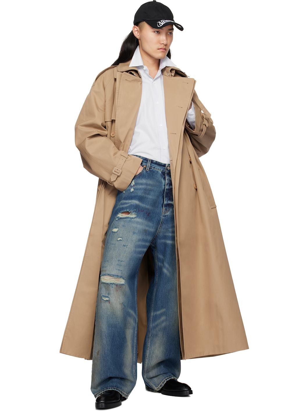 Beige Runway Double Trench Coat - 4