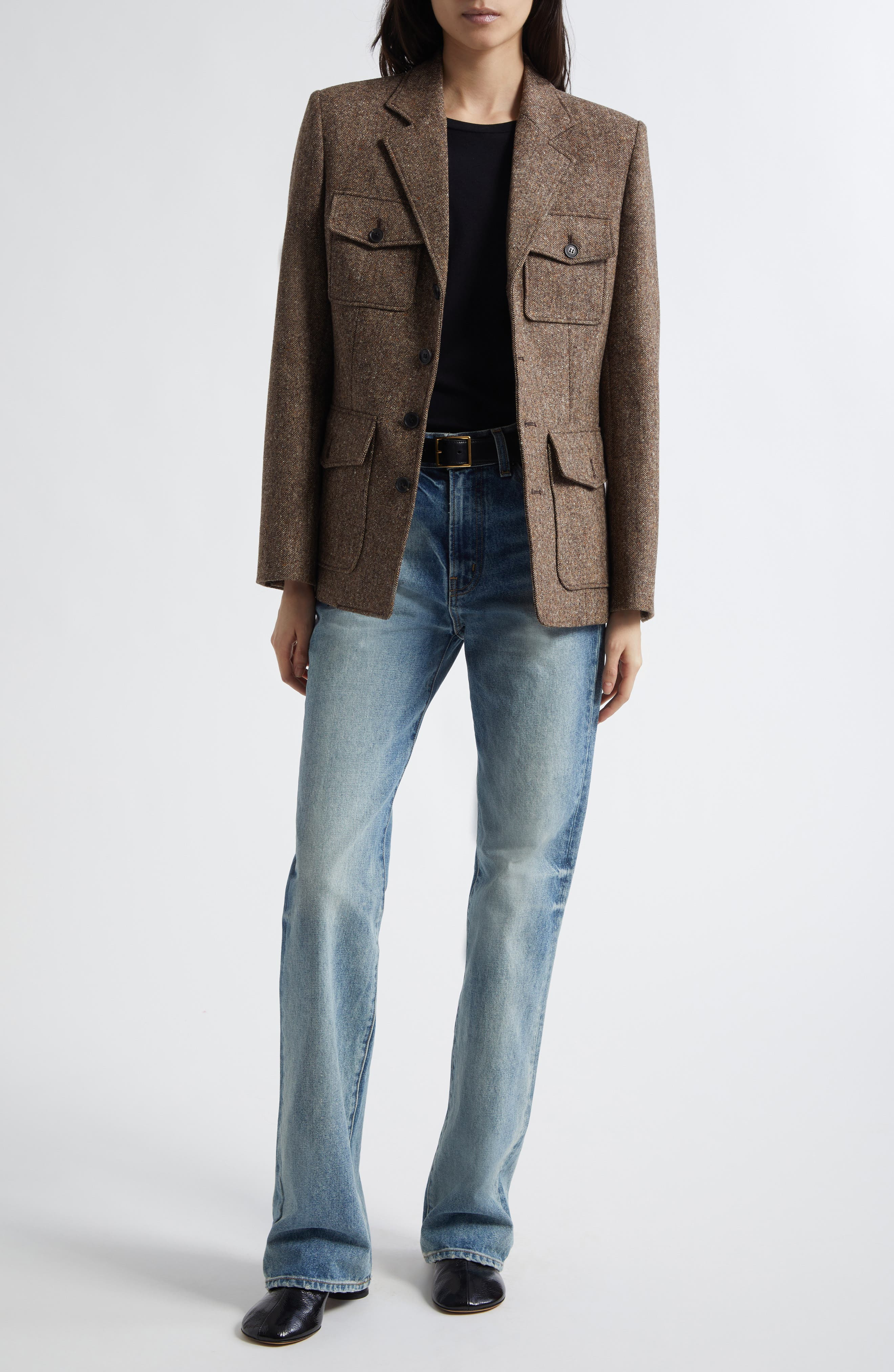 Nili Lotan Fleur Virgin Wool Blend Tweed Jacket in Colonial Brown Donegal at Nordstrom - 2