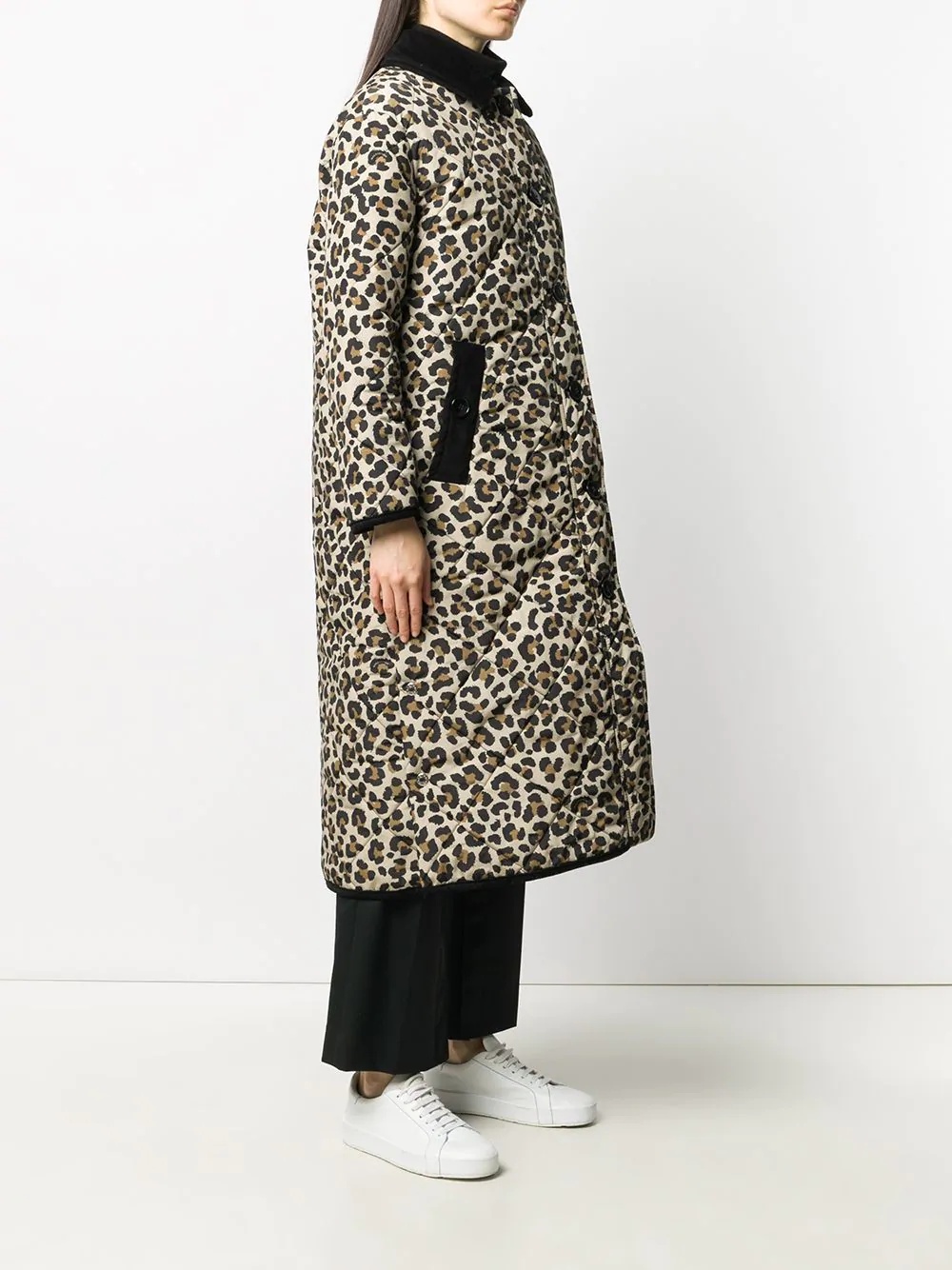 leopard print quilted coat - 3