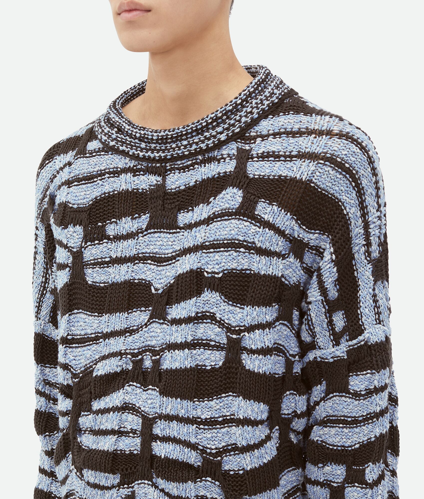 Distorted Stripe Cotton Jumper - 5