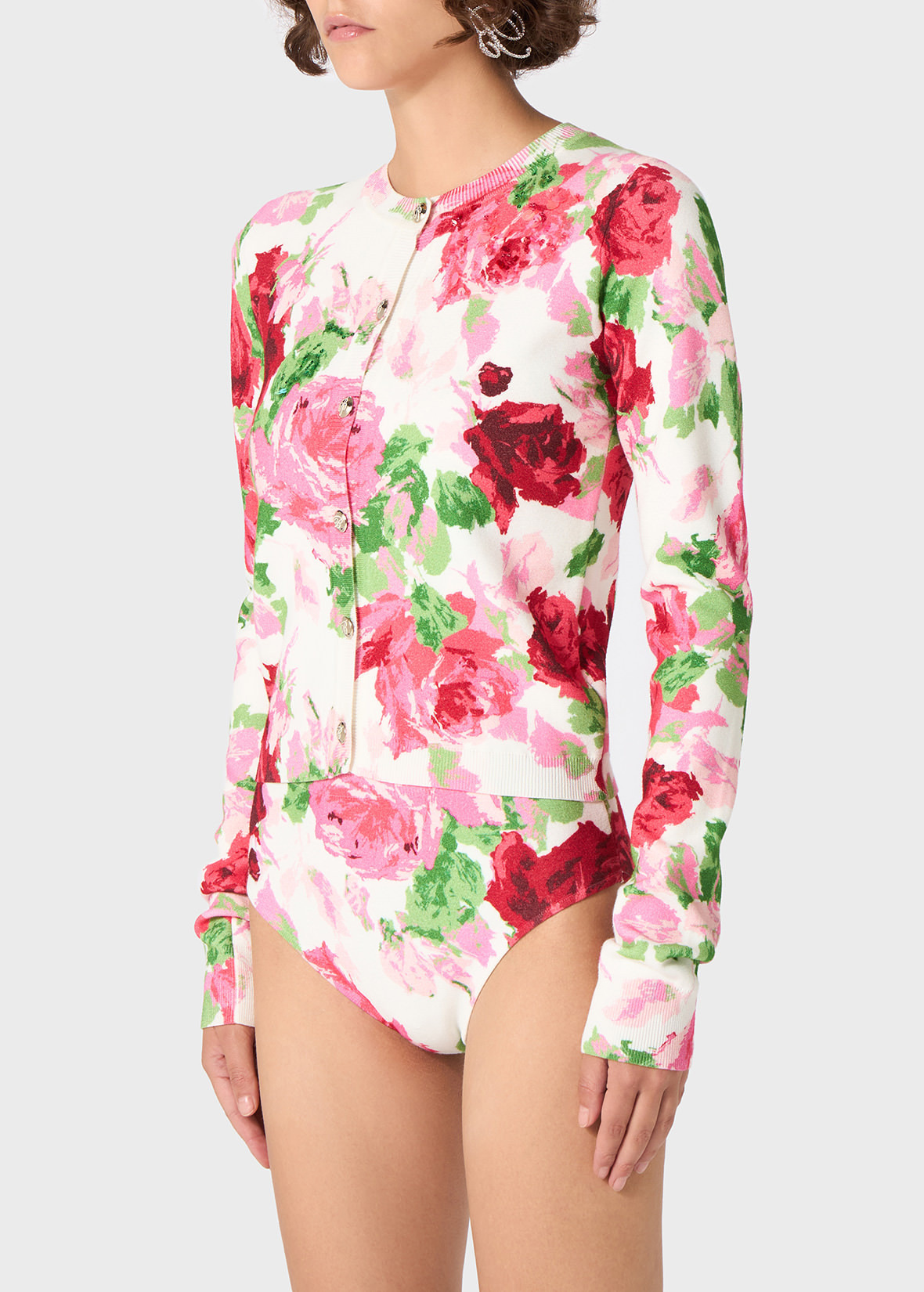 PEONY-PRINTED VISCOSE CARDIGAN - 5