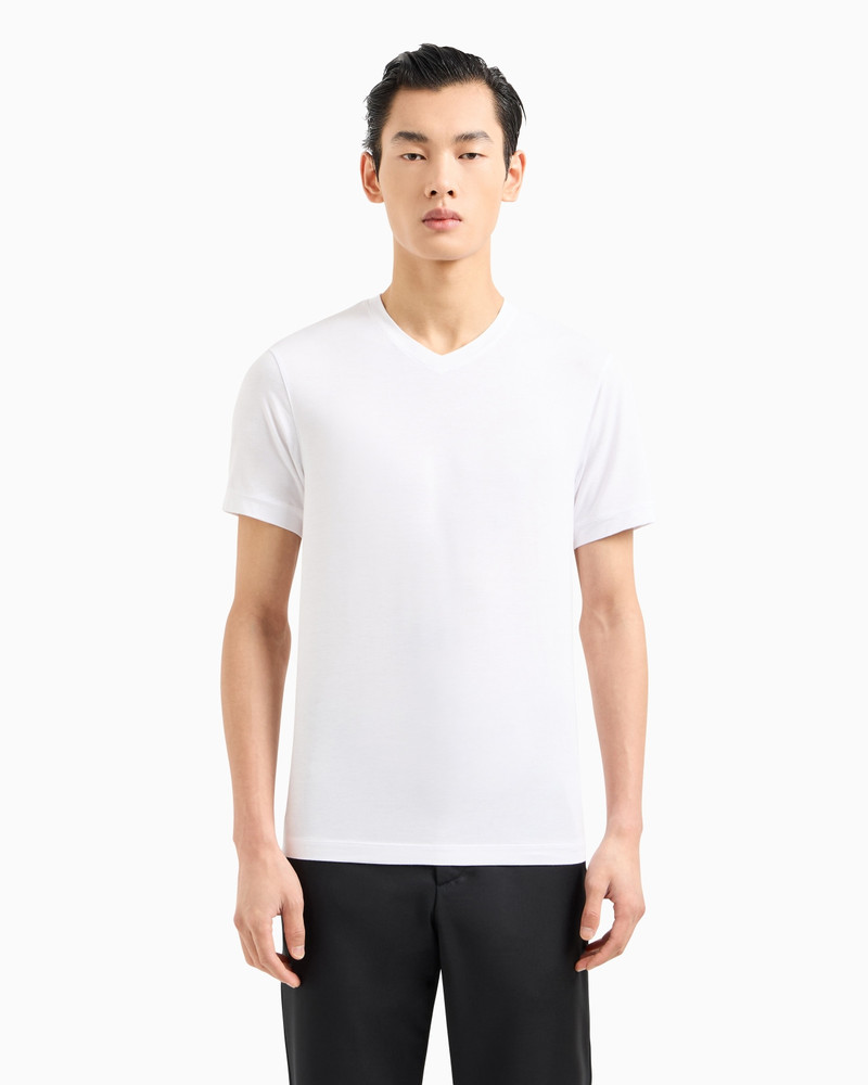 GIORGIO ARMANI V-neck T-shirt Icon in stretch viscose jersey outlook