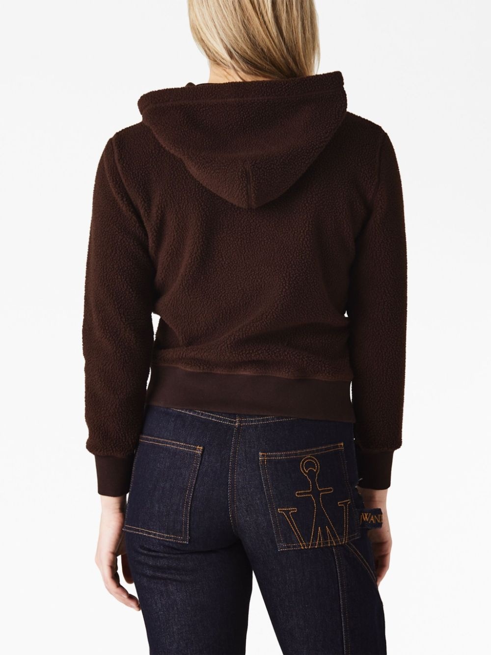 slogan-patch fleece hoodie - 3
