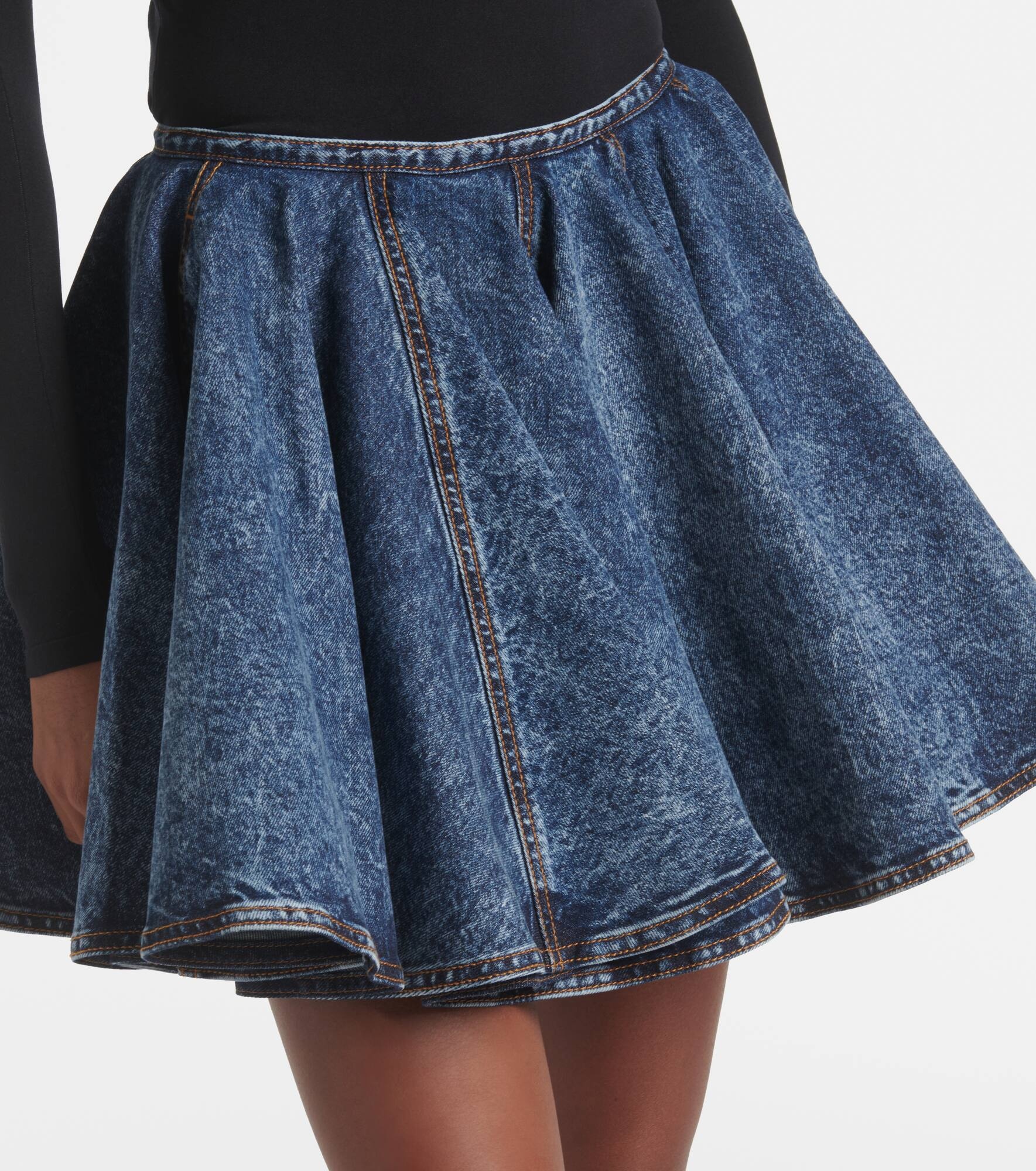 Pleated denim miniskirt - 4